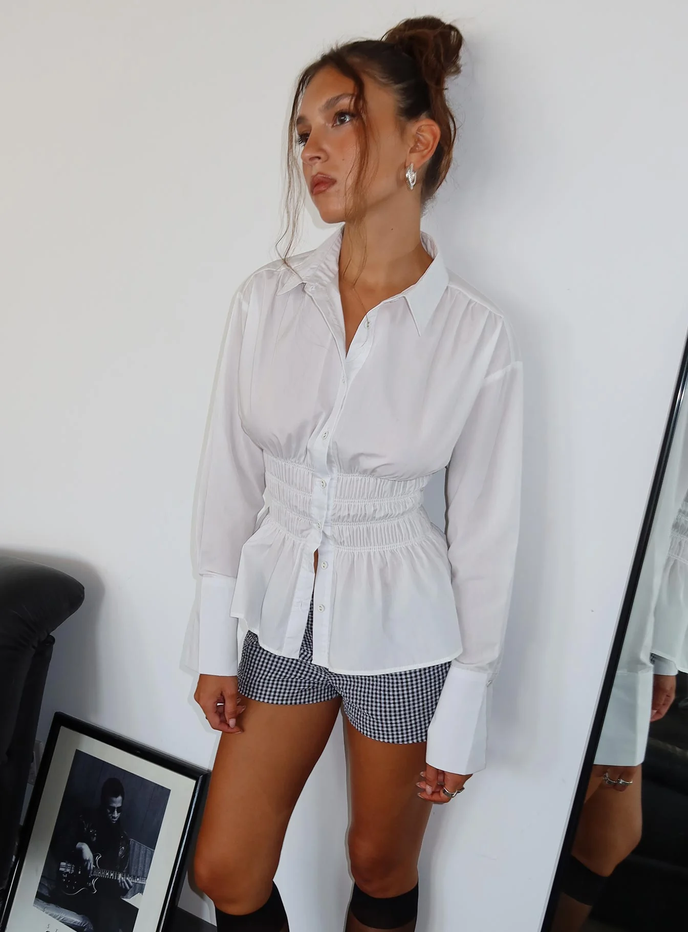 As You Are Shirred Button Up Top White - Image 10