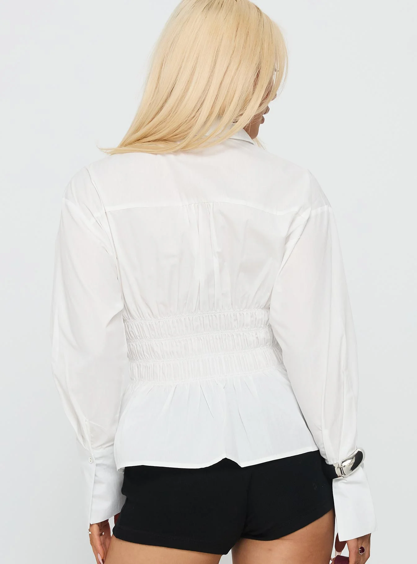 As You Are Shirred Button Up Top White - Image 5