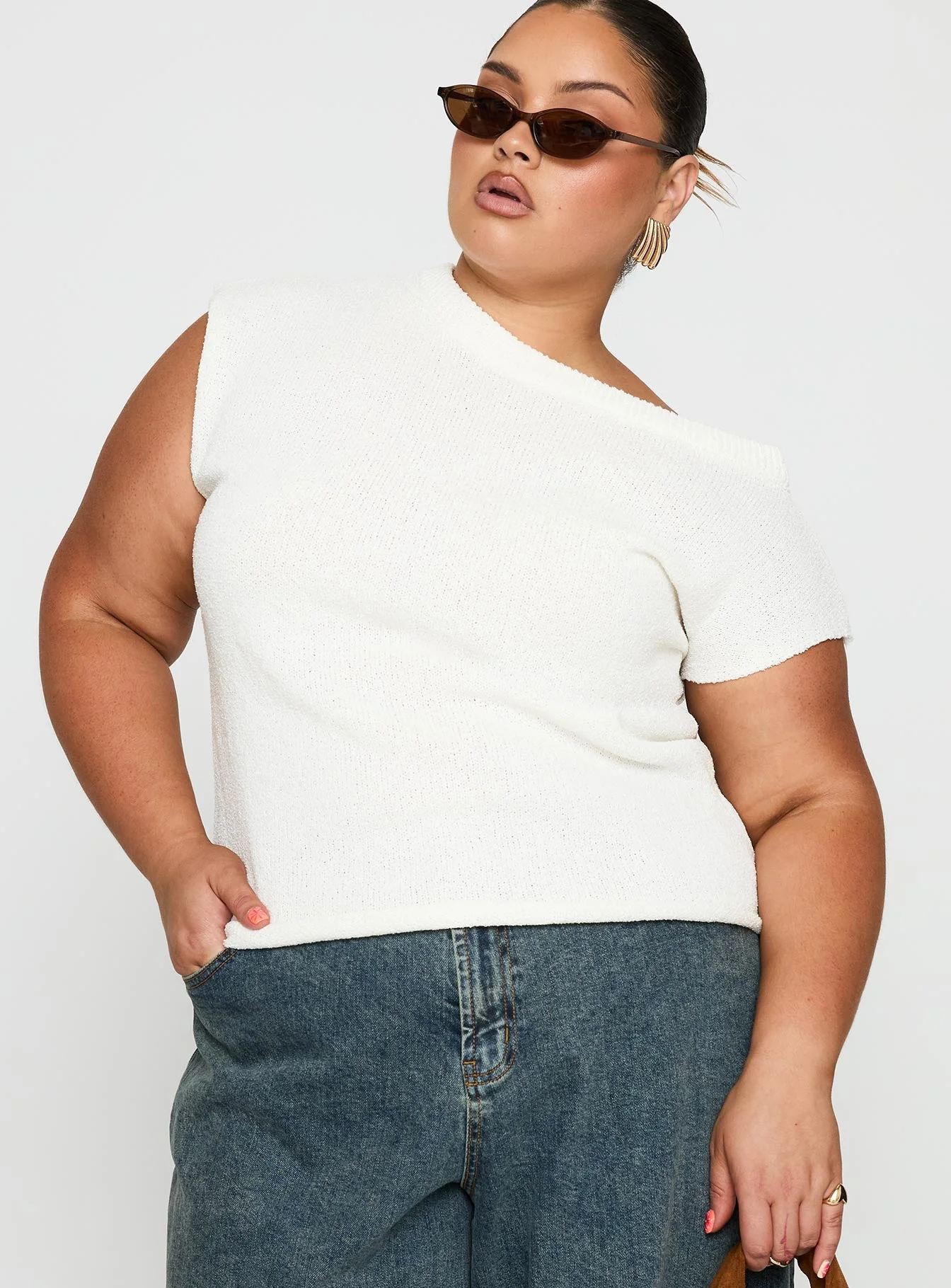 Ashfield Off Shoulder Top White Curve - Image 2