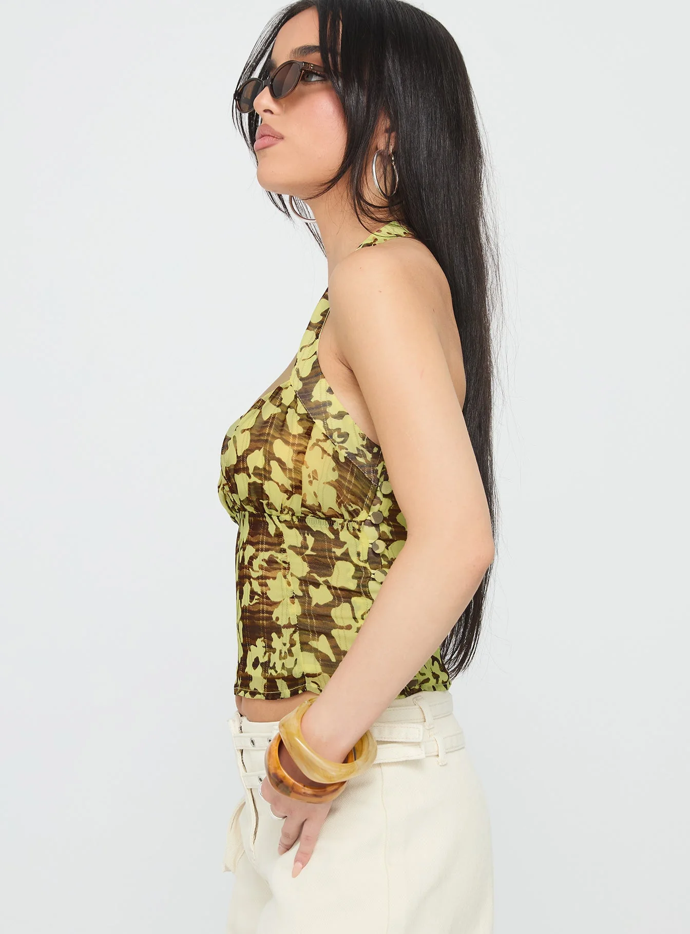 Aspyn Halter Top Yellow Floral - Image 3