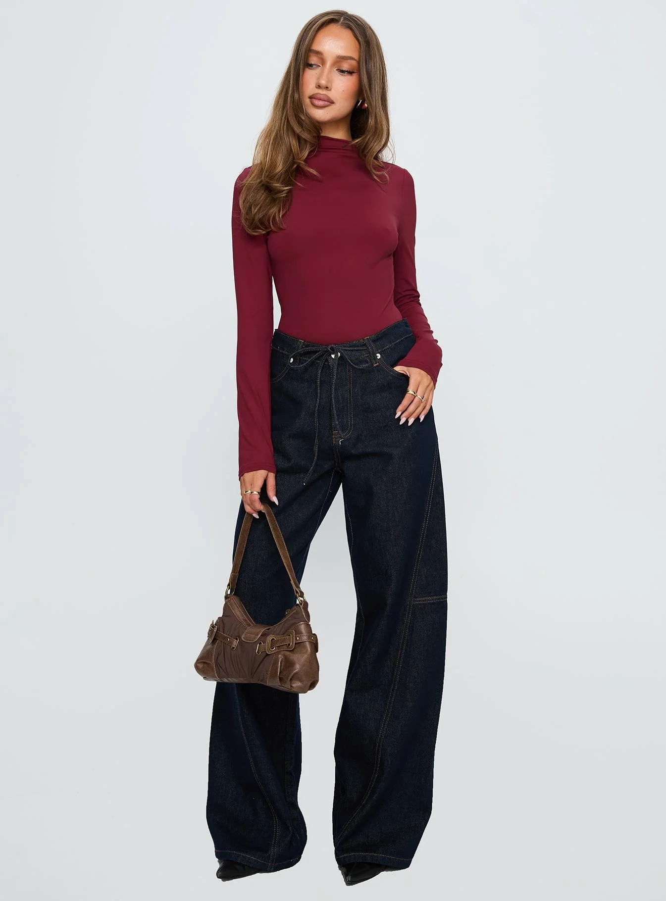 Augustness Long Sleeve Bodysuit Burgundy - Image 3