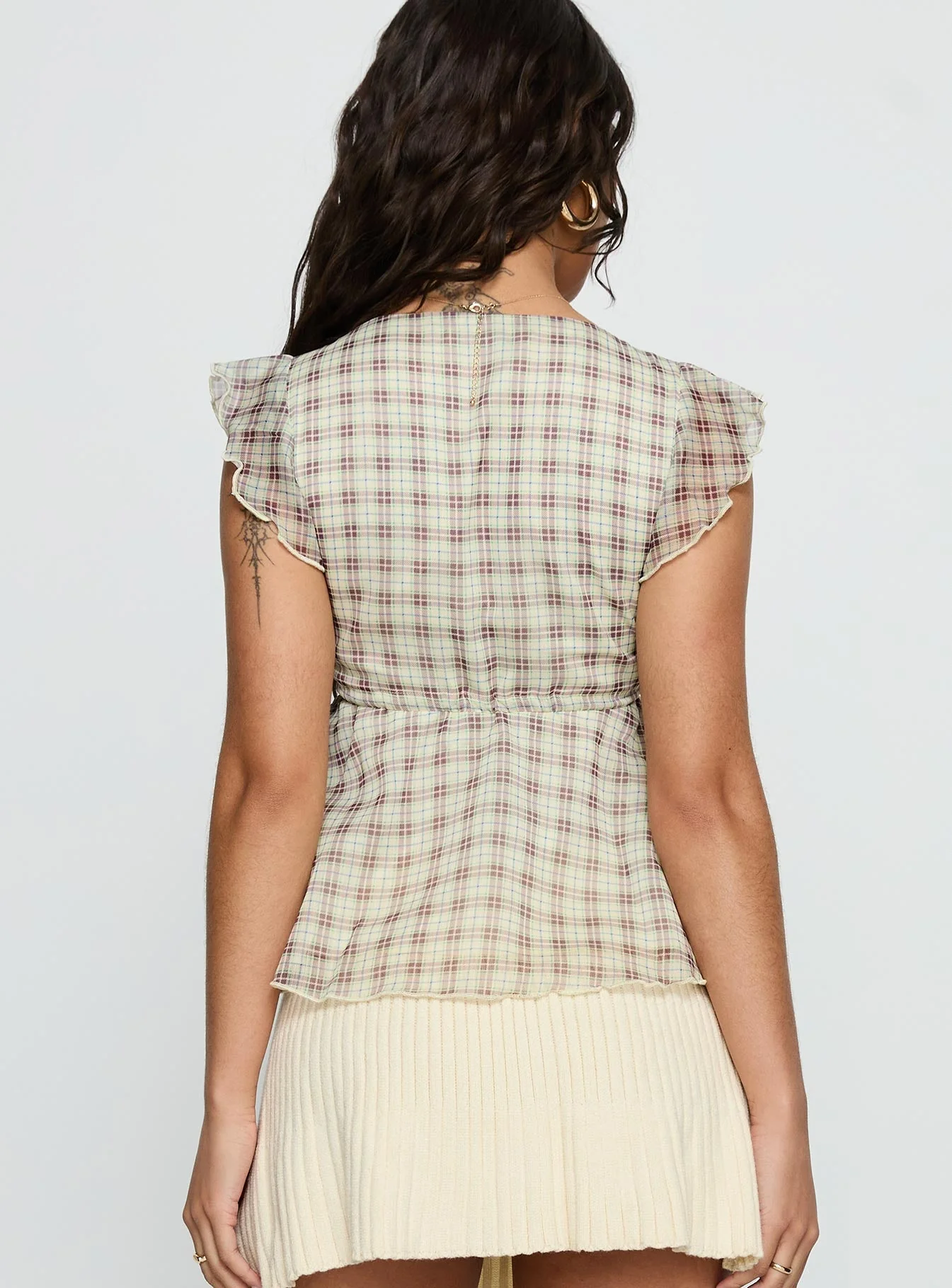 Auroraah Frill Top Yellow Check - Image 5