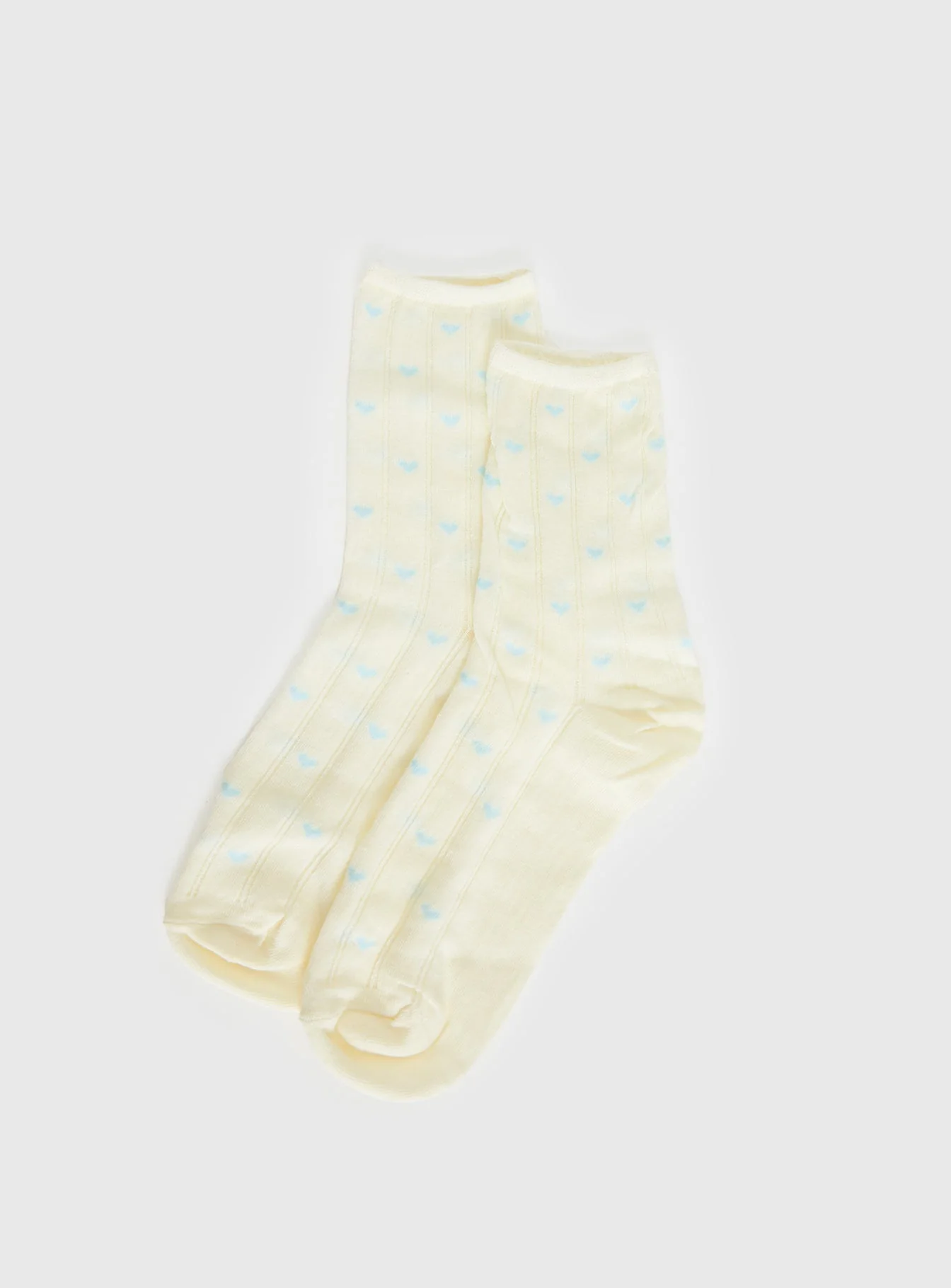 Averee Ribbed Heart Socks Yellow / Blue - Image 2