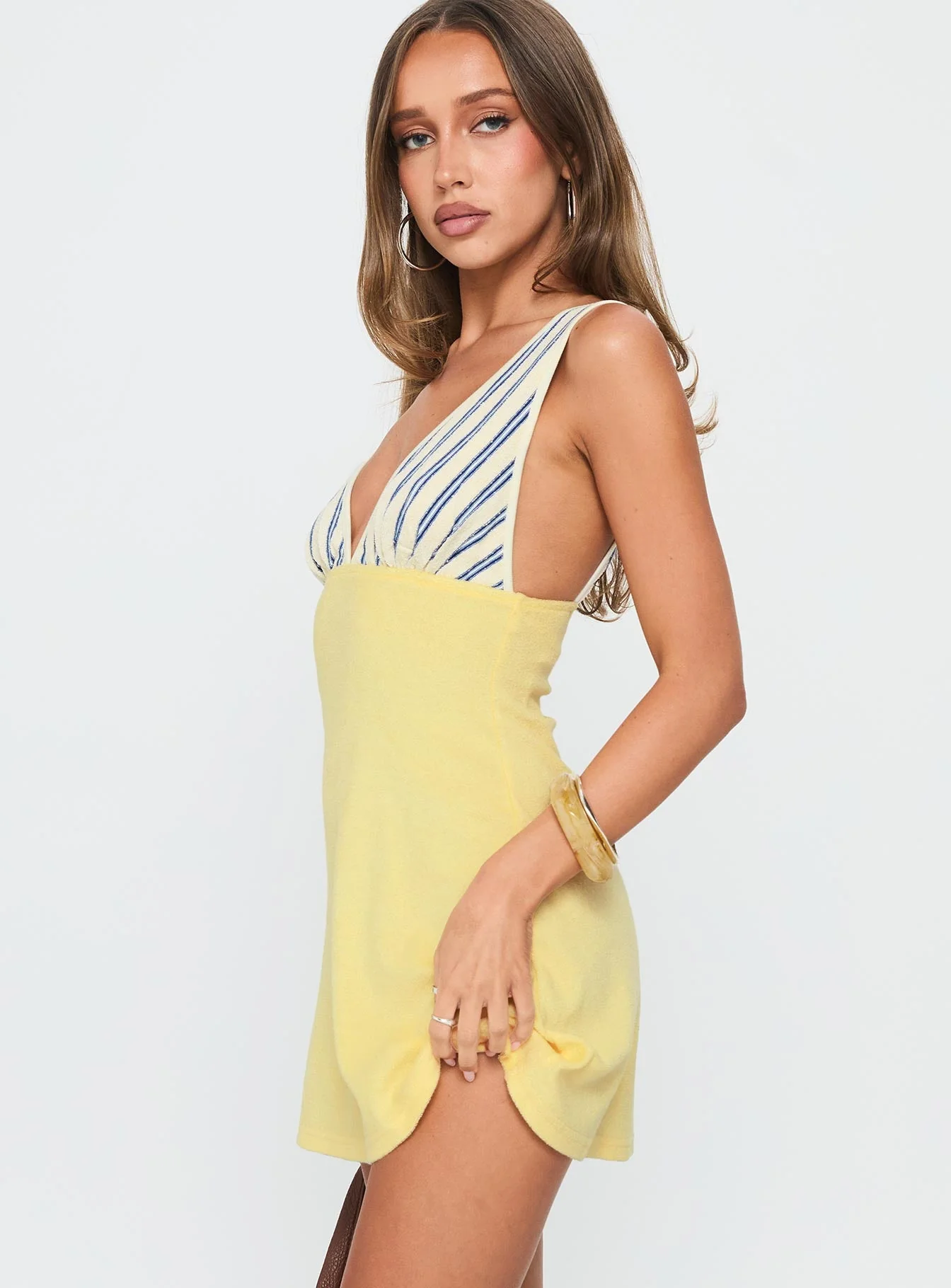 Aydenn Contrast Plunge Mini Dress Multi - Image 4