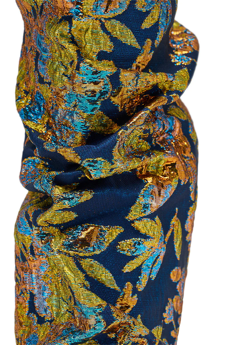 AZALEA ROZSI BLUE MULTI BROCADE OPEN TOE STILETTO BOOTIE - Image 6