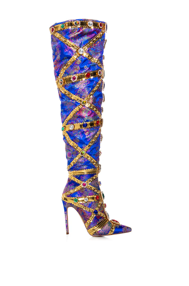 AZALEA WANG BERKLEY BLUE BROCASE STILETTO BOOT - Image 2