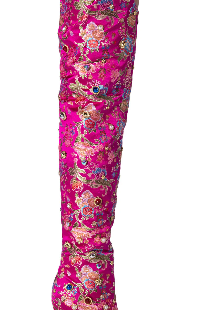 AZALEA WANG CORINNE EMBELLISHED ABOVE THE KNEE BOOT IN PINK - Image 5