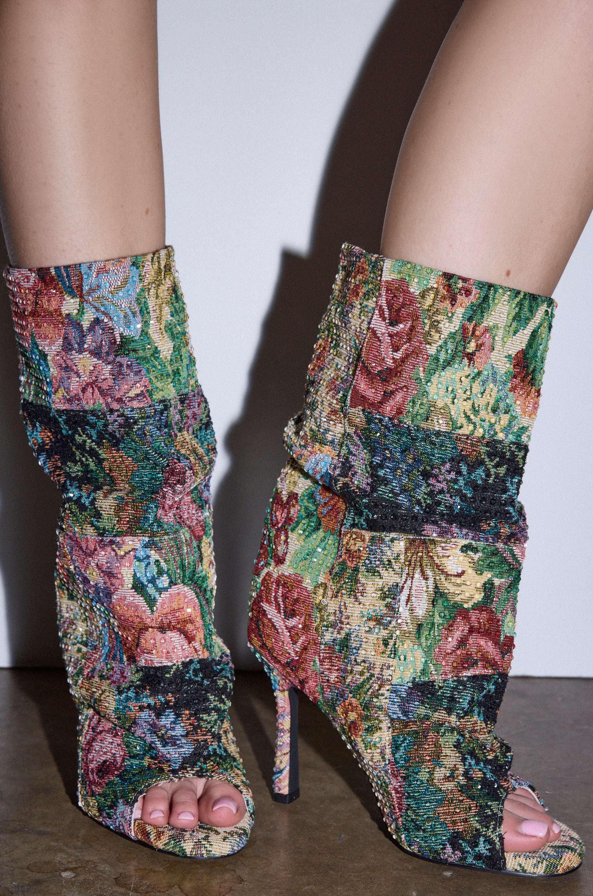 AZALEA WANG JONICE FLORAL RHINESTONE EMBELLISHED OPEN TOE BOOTIE - Image 5