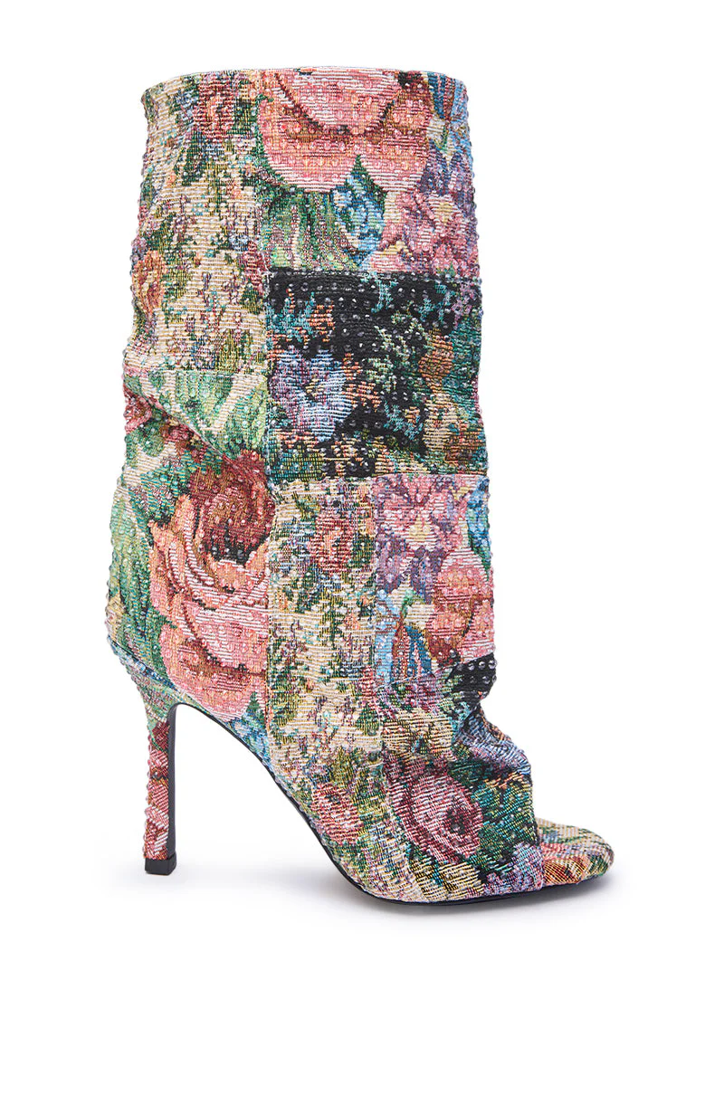 AZALEA WANG JONICE FLORAL RHINESTONE EMBELLISHED OPEN TOE BOOTIE - Image 7