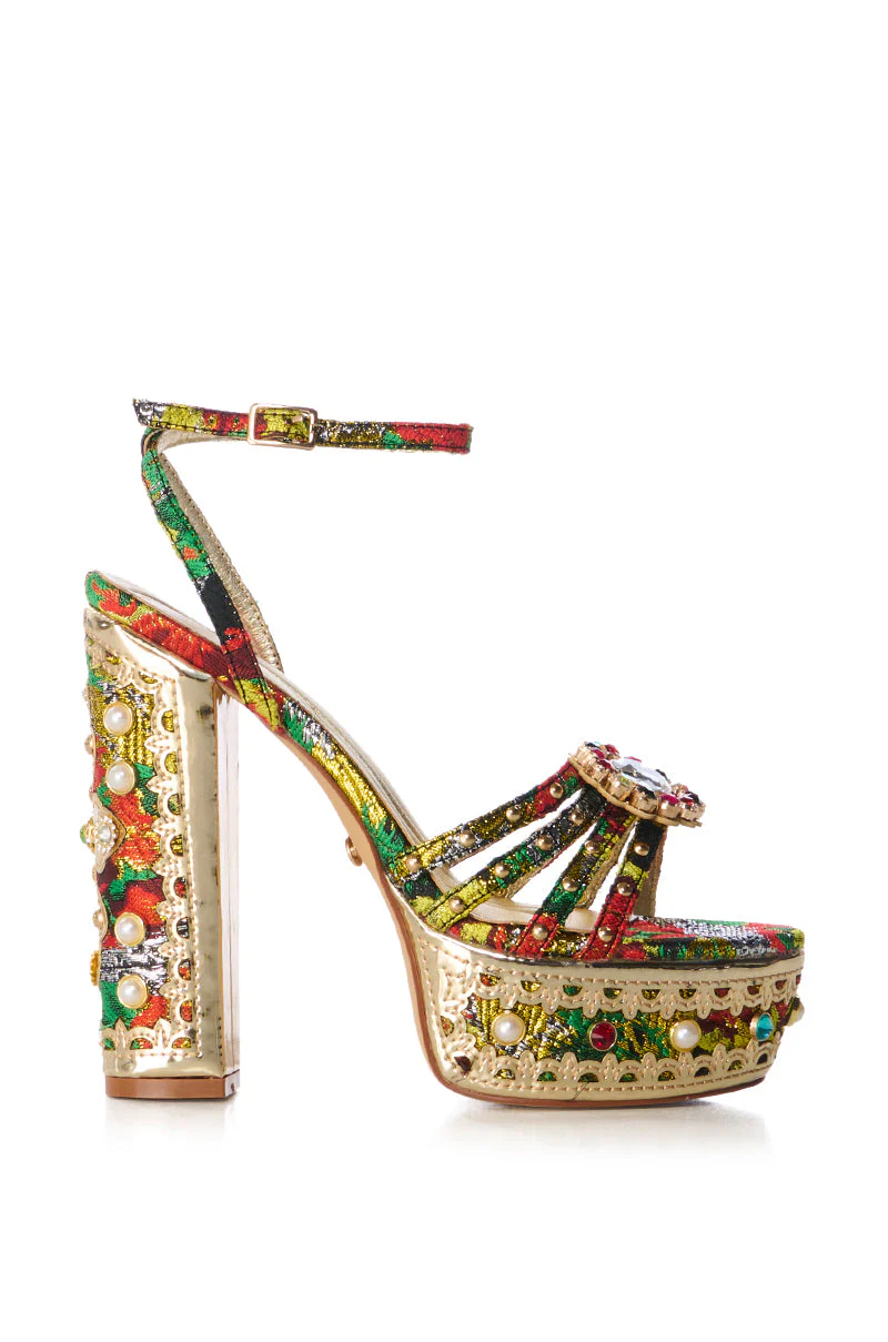 AZALEA WANG KALANI MULTI BROCADE EMBELLISHED SANDAL - Image 2