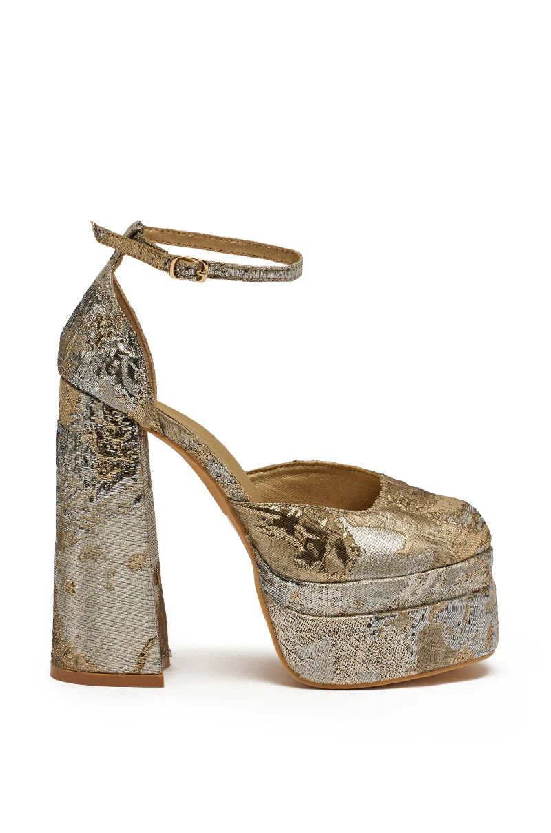 AZALEA WANG ZIPPHORA GOLD MULTI BROCADE PLATFORM PUMP - Image 4