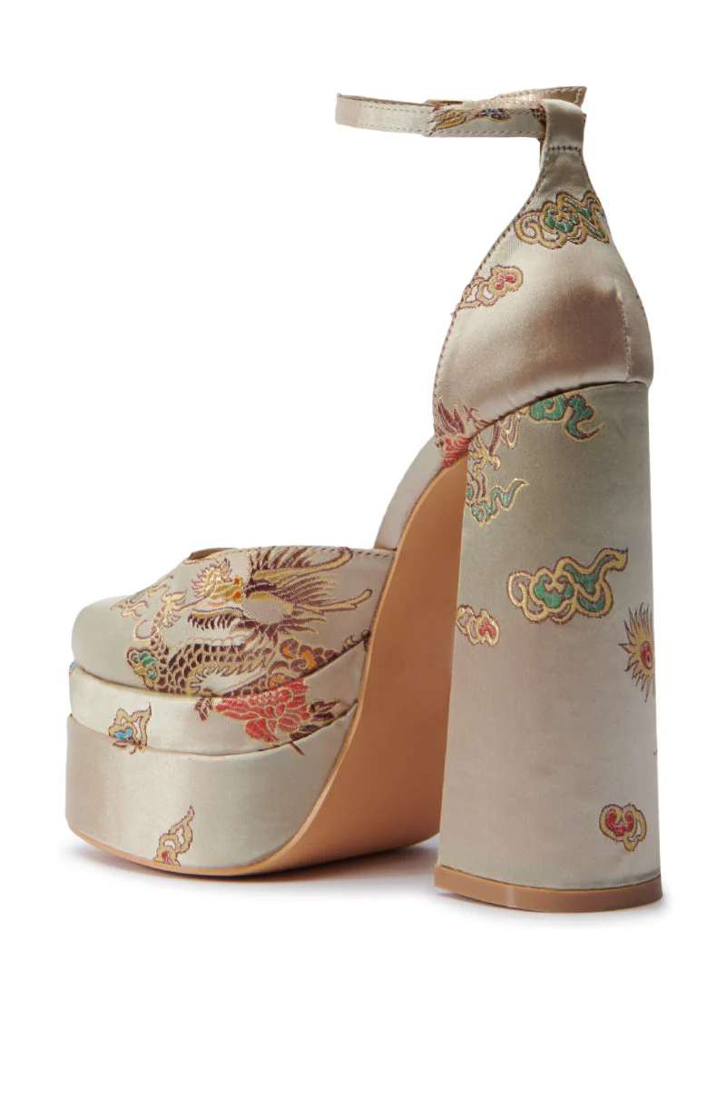 AZALEA WANG ZIPPORAH GOLD BROCADE CHUNKY PUMP - Image 6