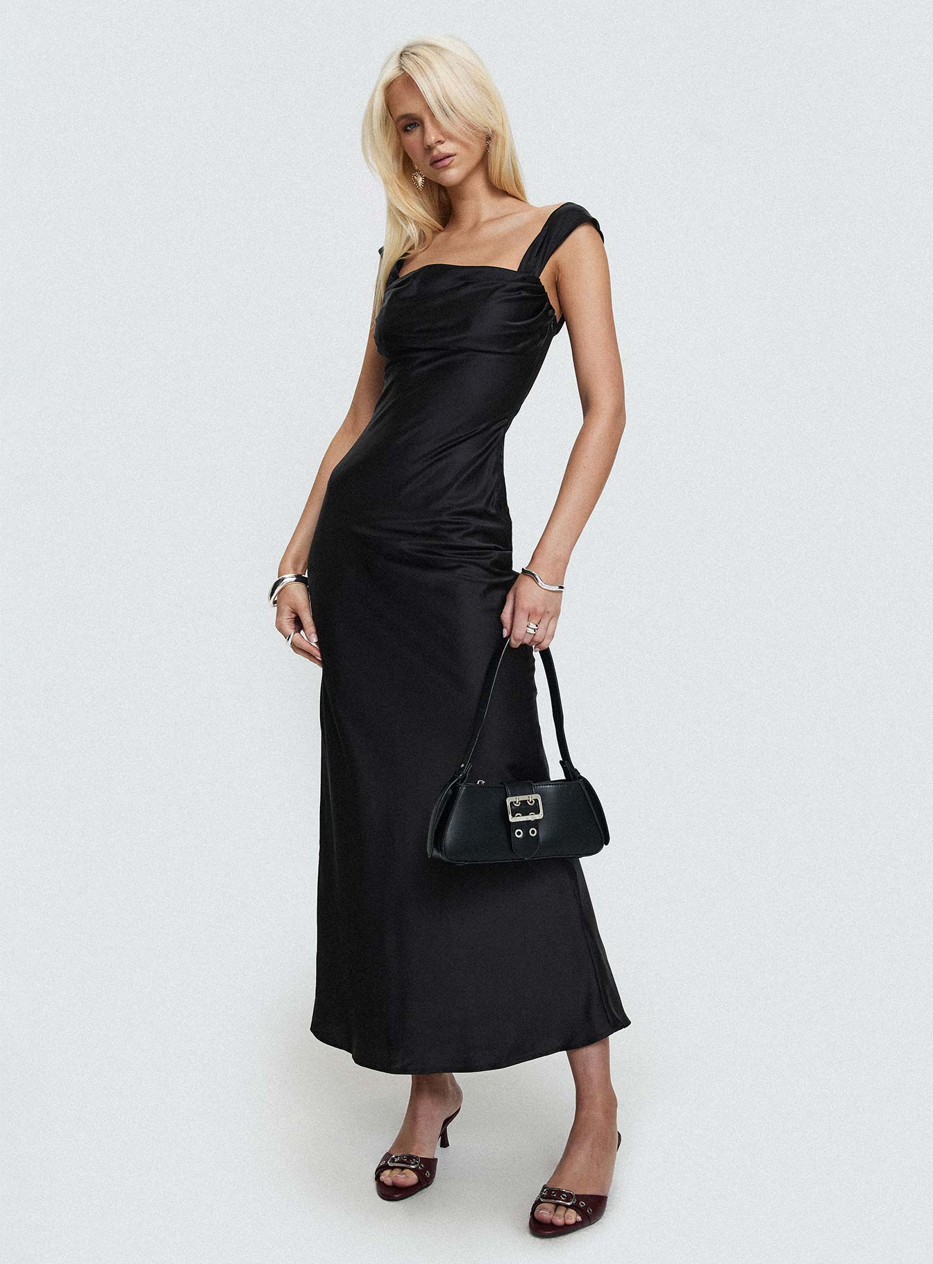 Azura Off The Shoulder Maxi Dress Black - Image 8