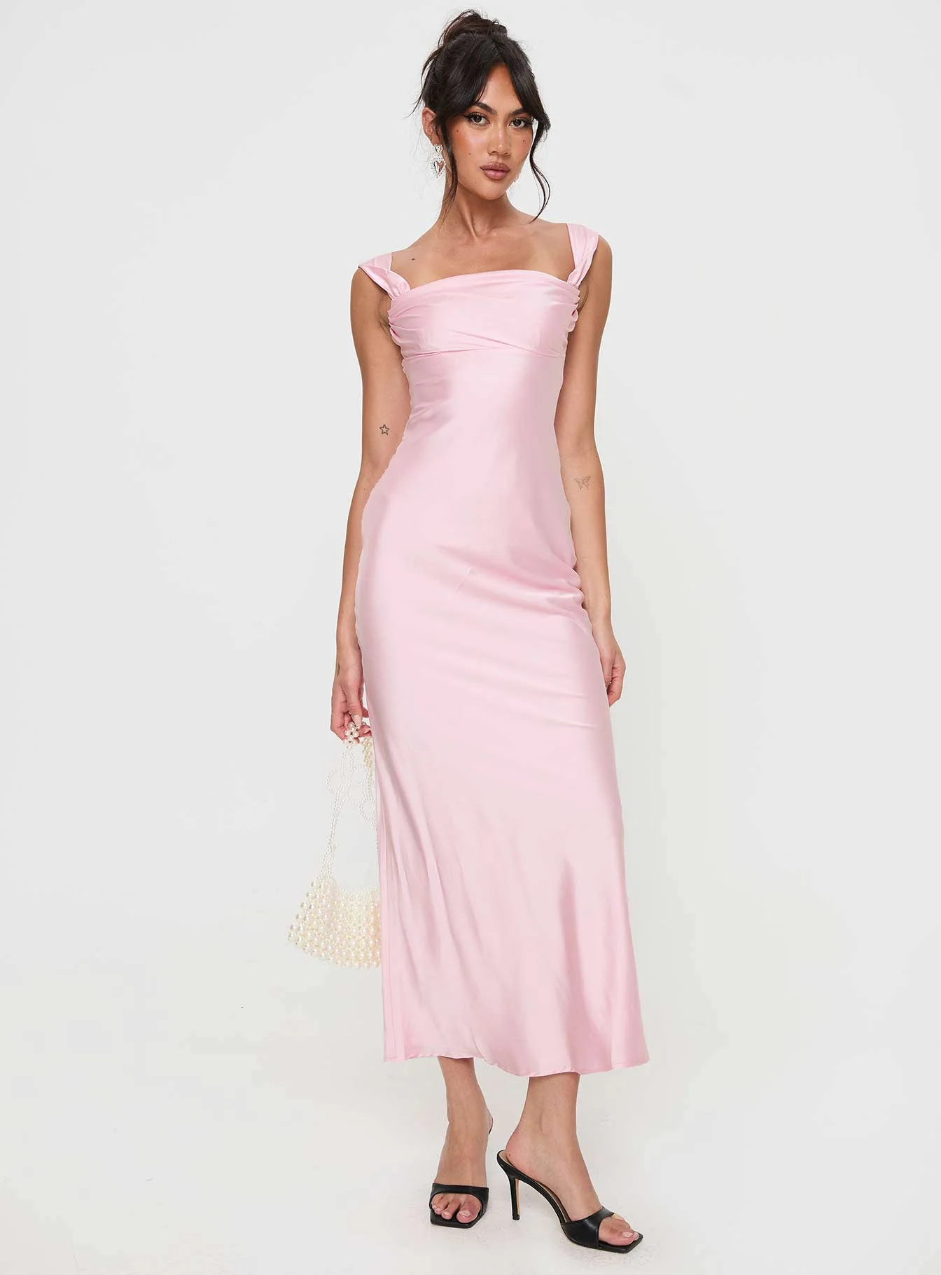 Azura Off The Shoulder Maxi Dress Pink - Image 3