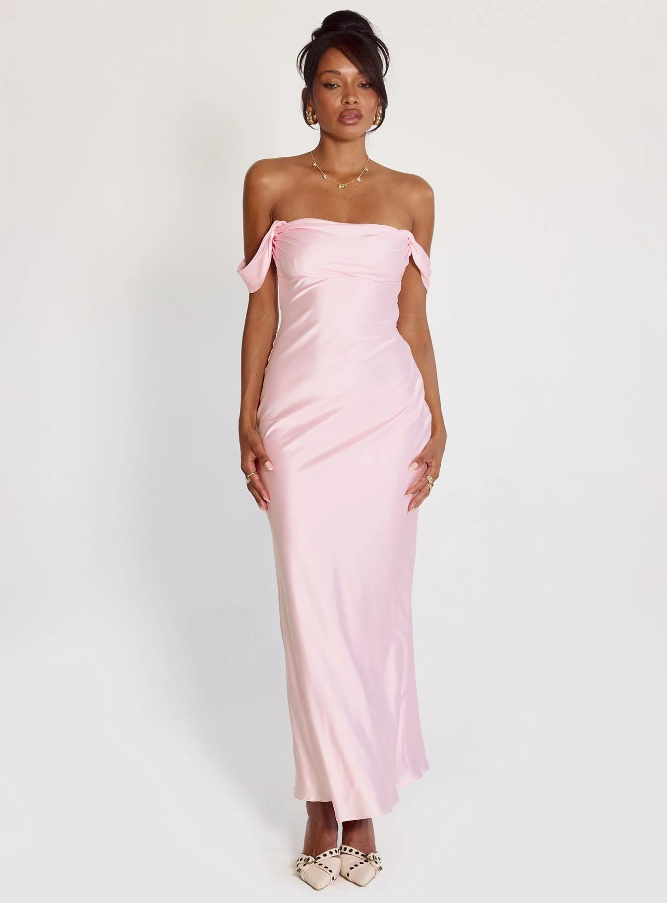 Azura Off The Shoulder Maxi Dress Pink - Image 9