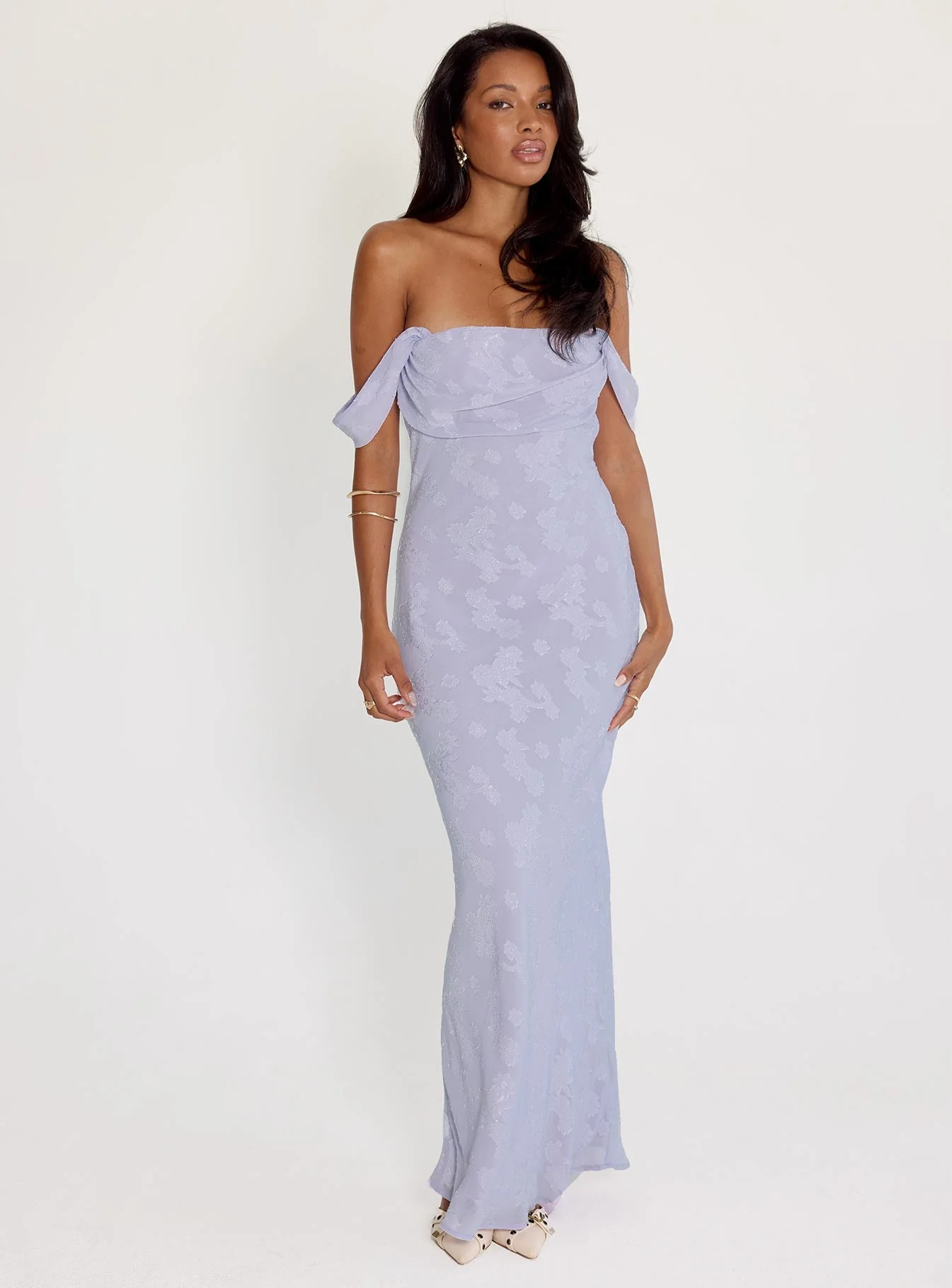 Azura Off The Shoulder Maxi Dress Lilac - Image 2