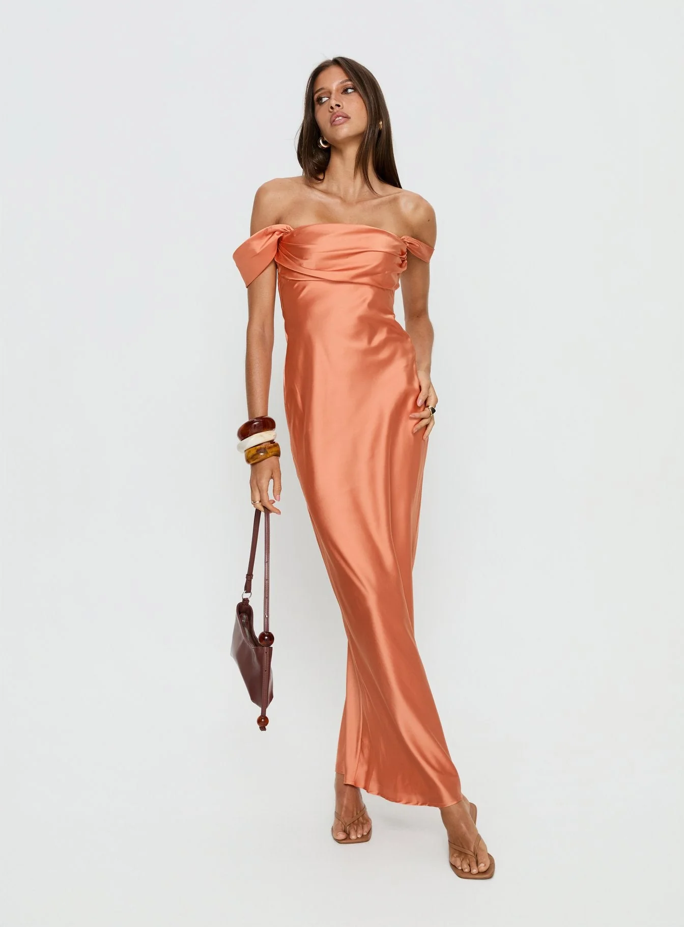 Azura Off The Shoulder Maxi Dress Orange - Image 2