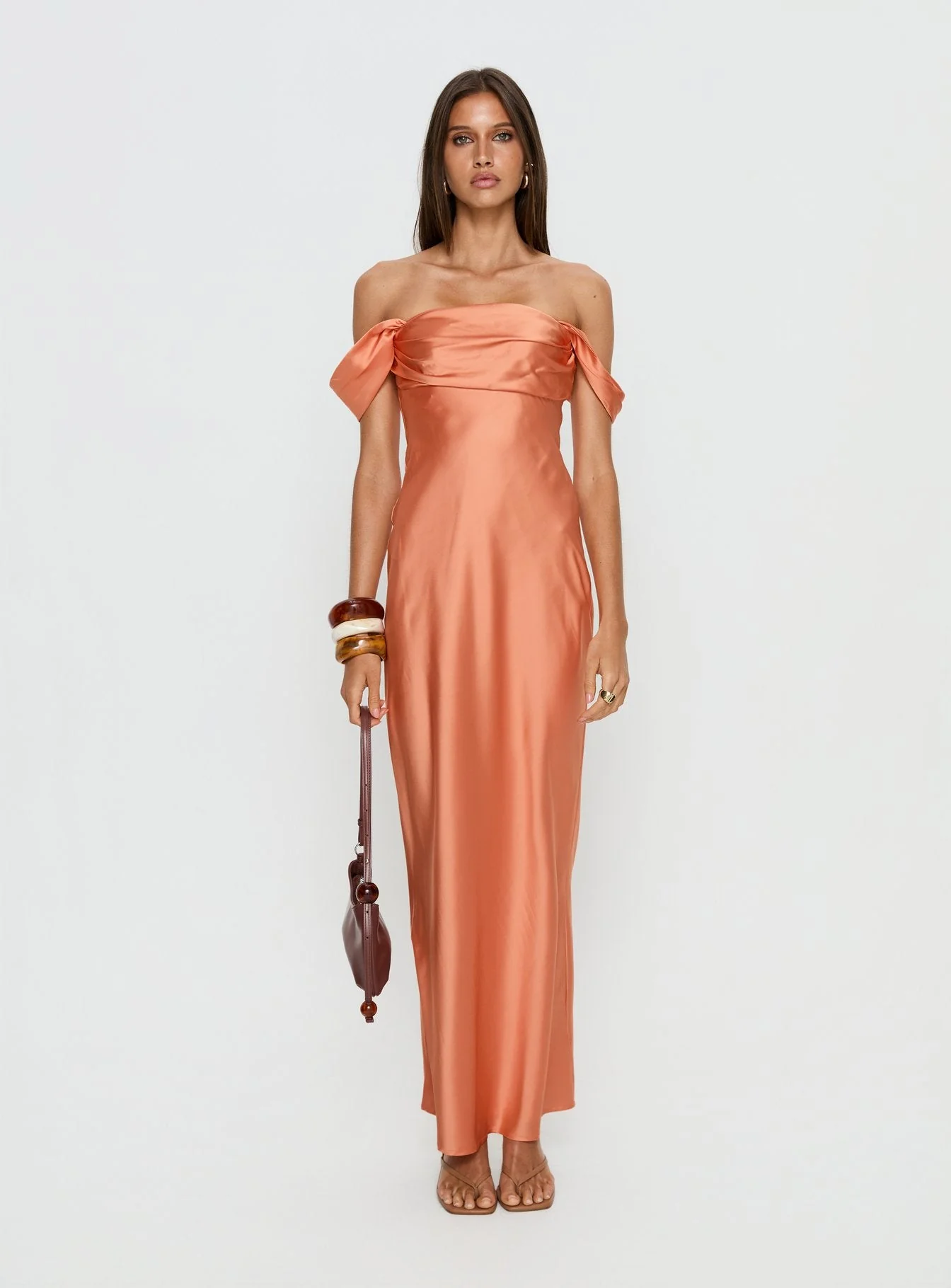 Azura Off The Shoulder Maxi Dress Orange - Image 7
