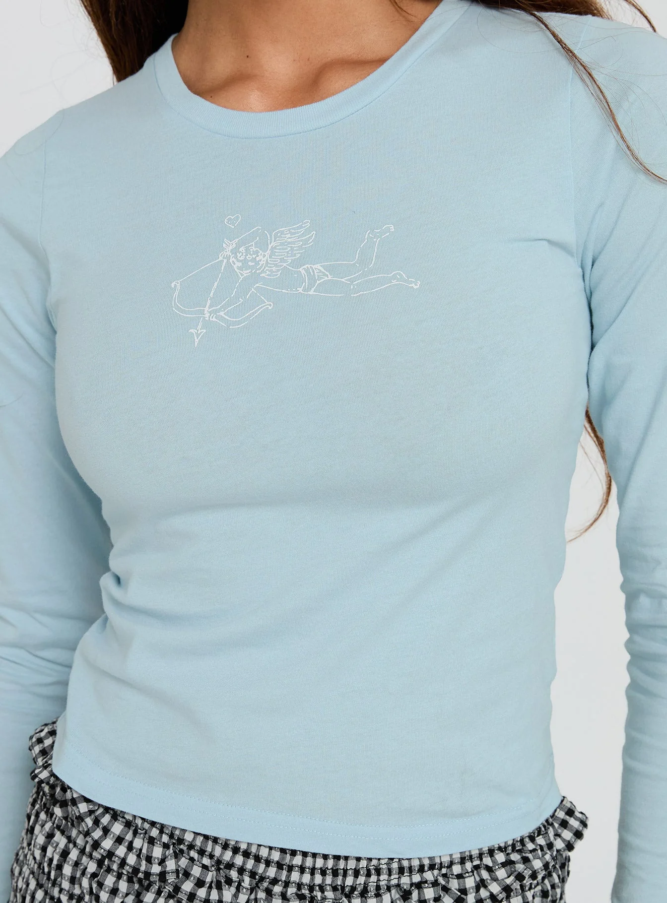 Baby Cupid Long Sleeve Graphic Top Washed Blue - Image 5