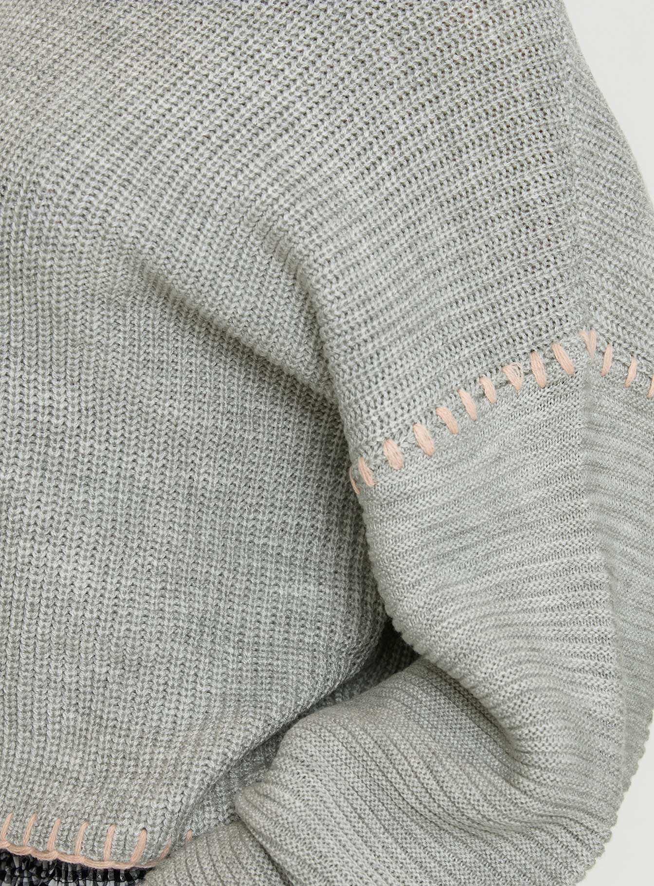 Baby I'm Back Knit Sweater Grey / Pink - Image 6