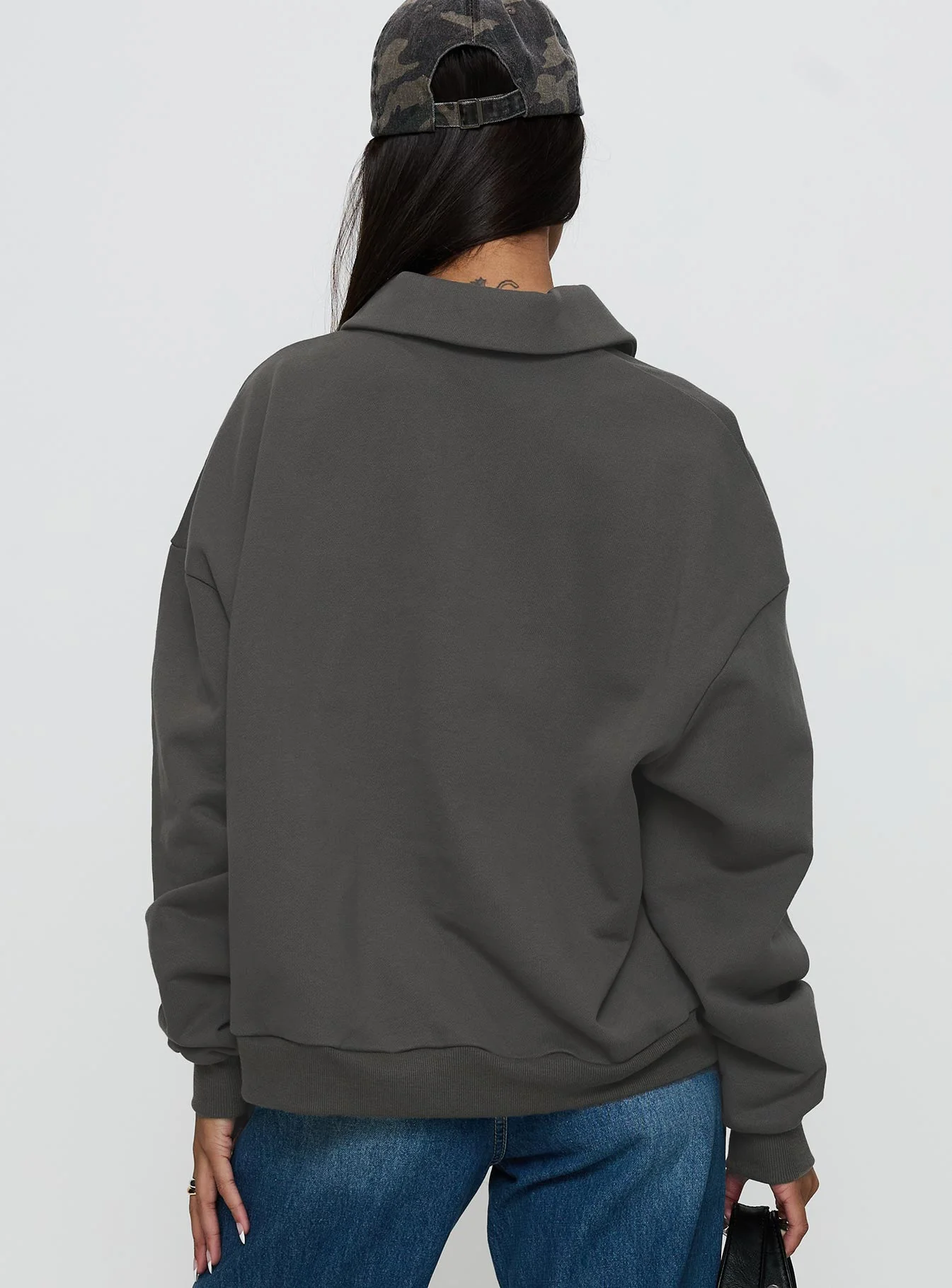 Back Around Collared Fleece Jumper Slate - Image 5