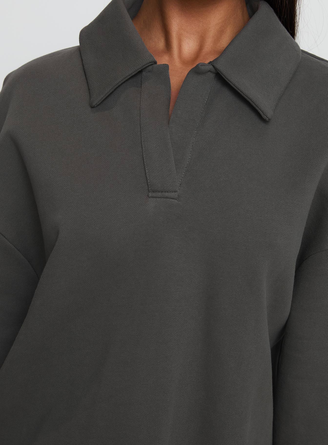 Back Around Collared Fleece Jumper Slate - Image 6