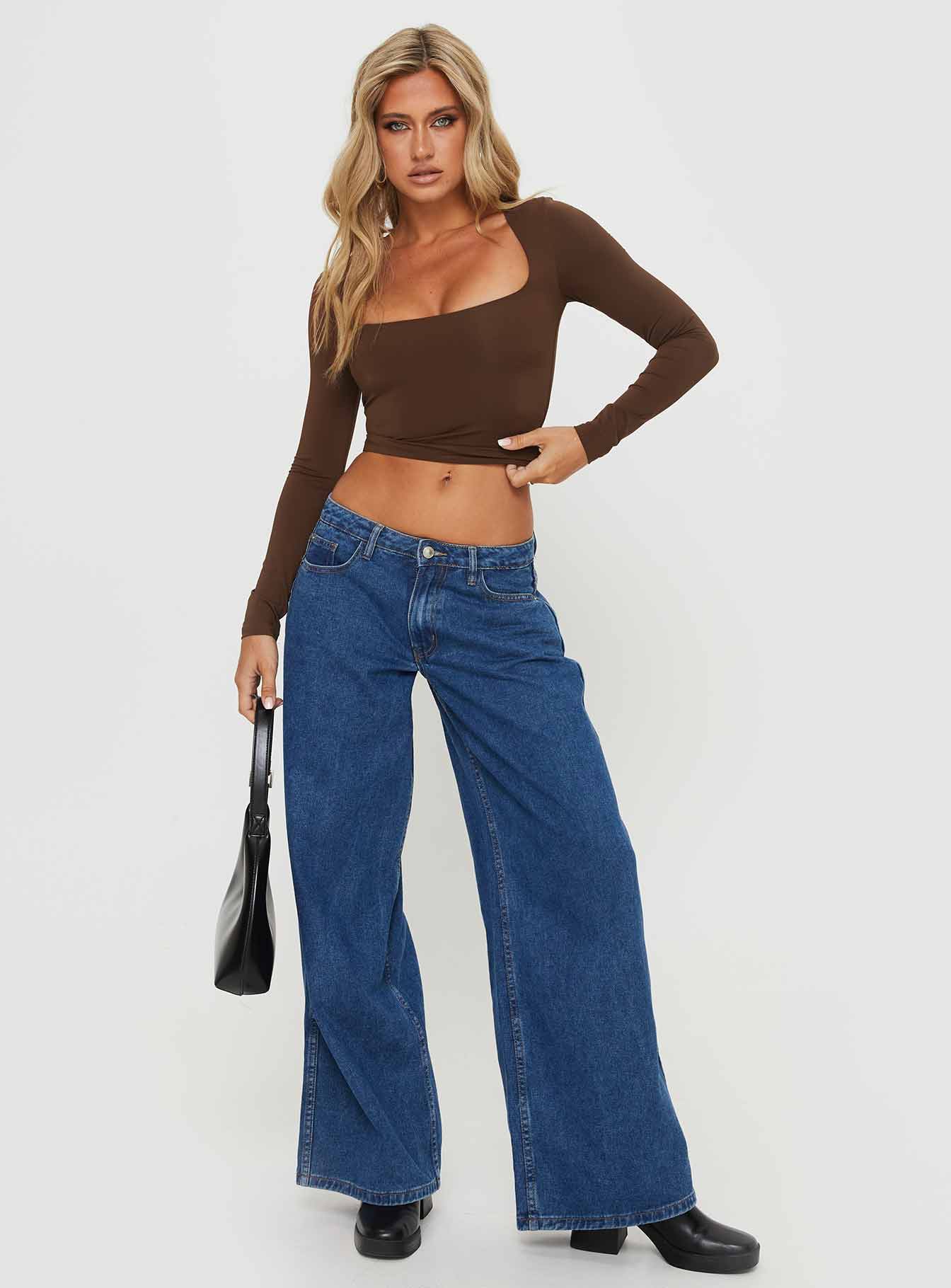 Back In Time Long Sleeve Top Brown - Image 2