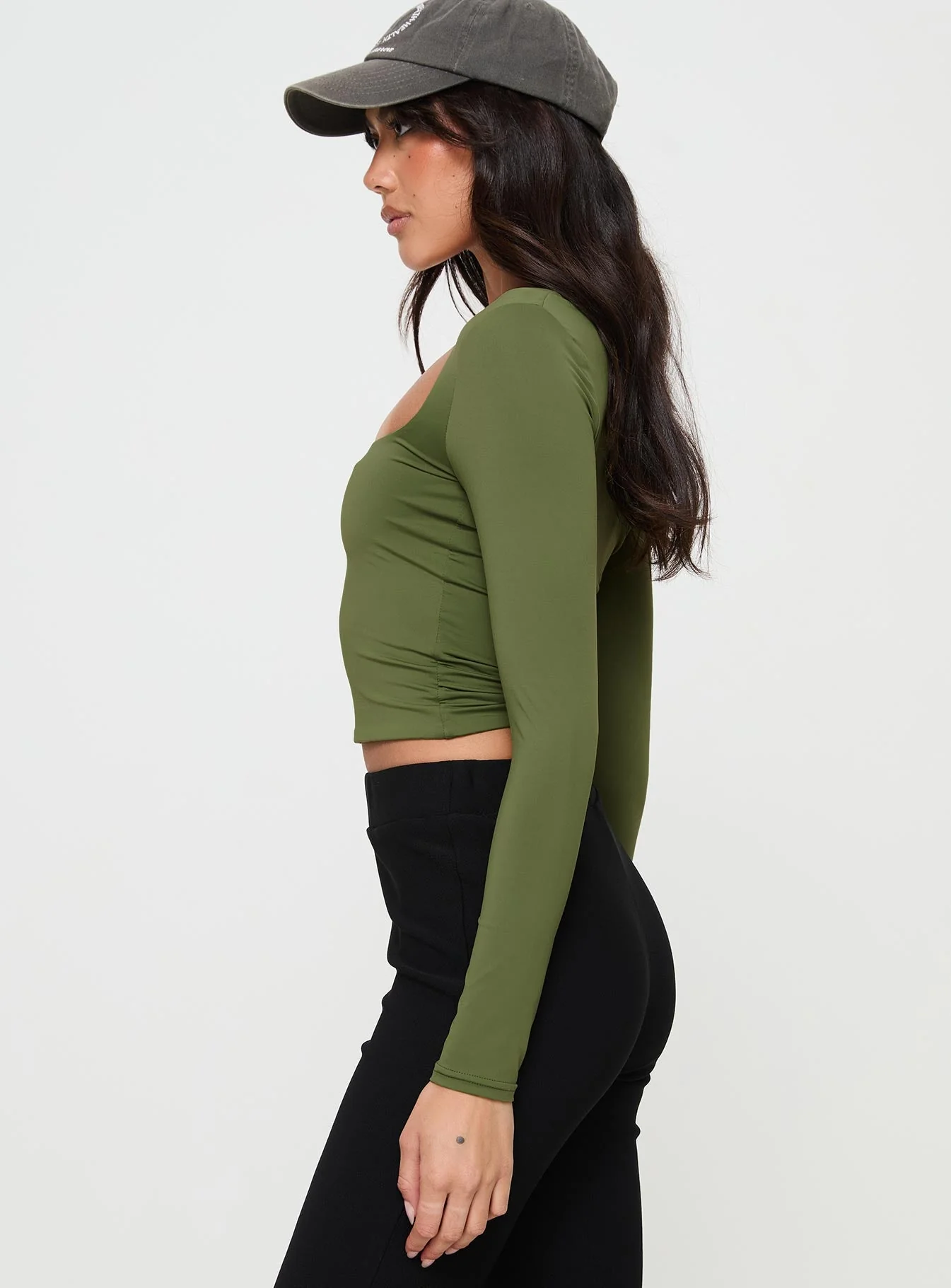 Back In Time Long Sleeve Top Olive - Image 4