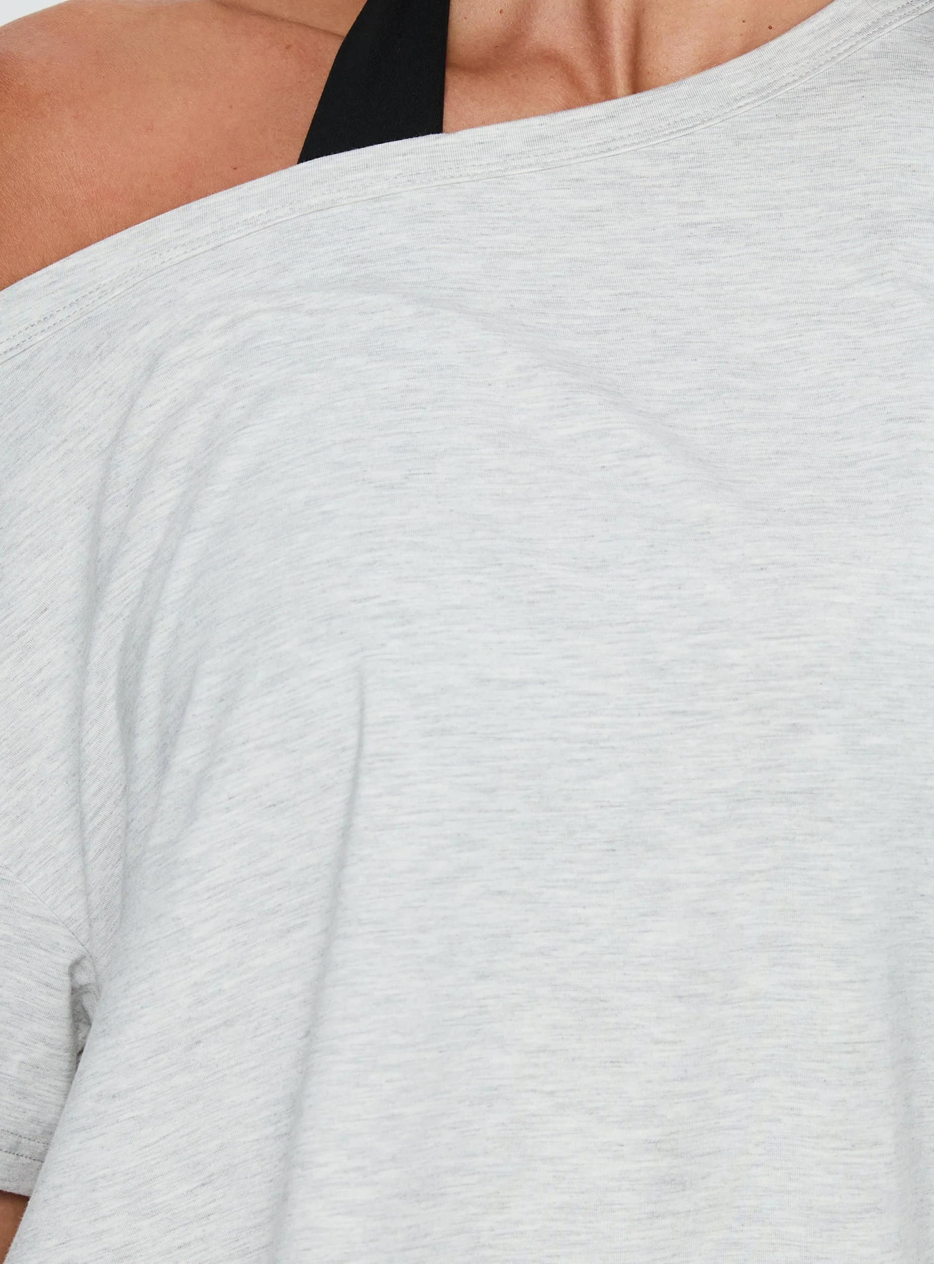 Bailea Off Shoulder Cropped Tee Grey Marle - Image 7