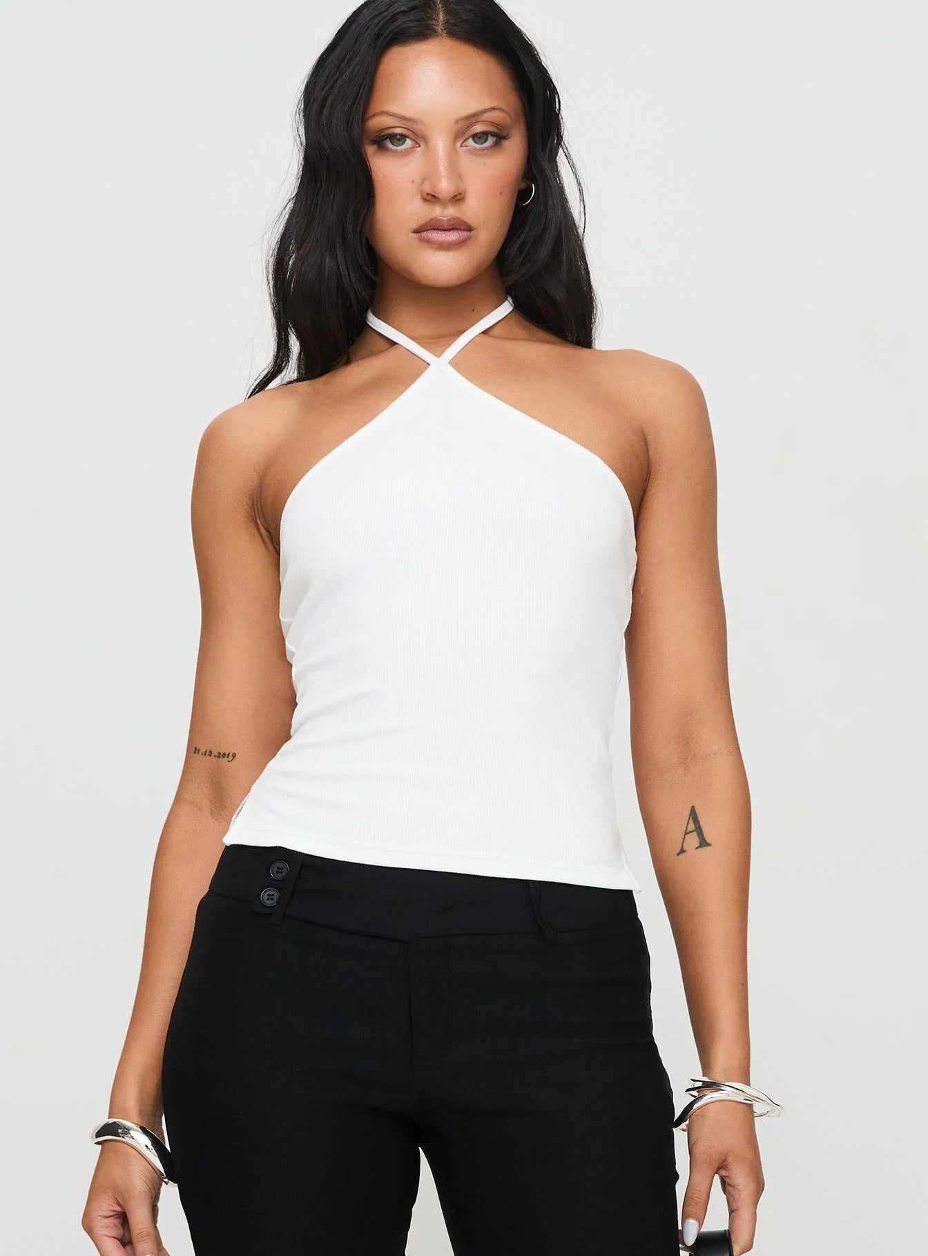 Baseline Halter Rib Top White - Image 2