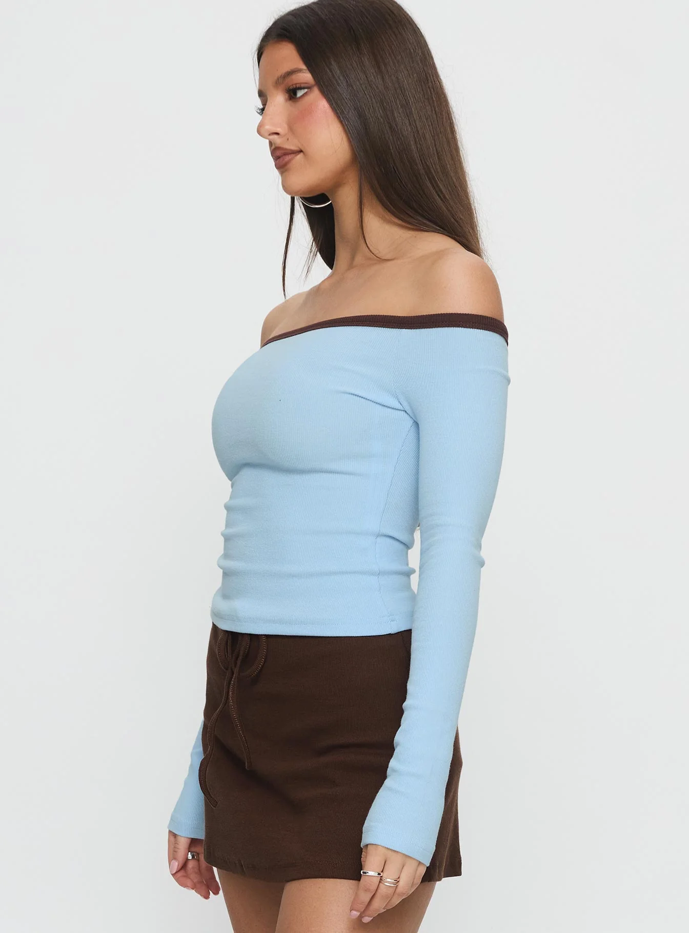 Baseline Off Shoulder Top Blue / Brown - Image 4