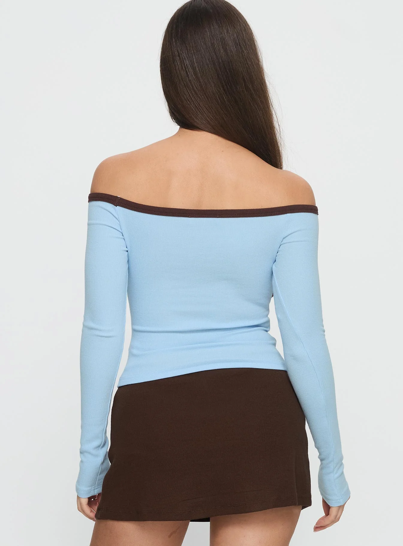 Baseline Off Shoulder Top Blue / Brown - Image 5