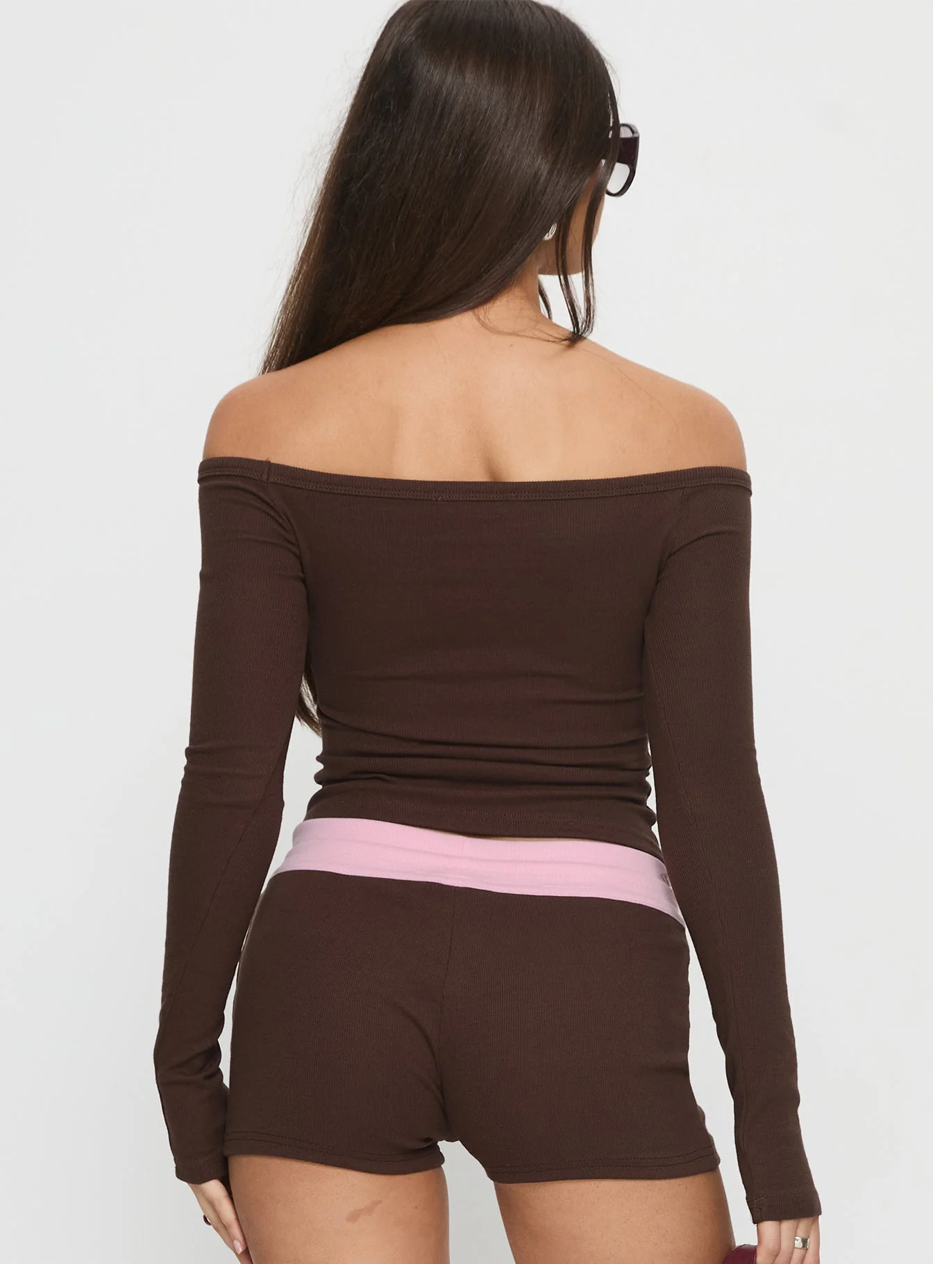 Baseline Off Shoulder Top Brown - Image 5