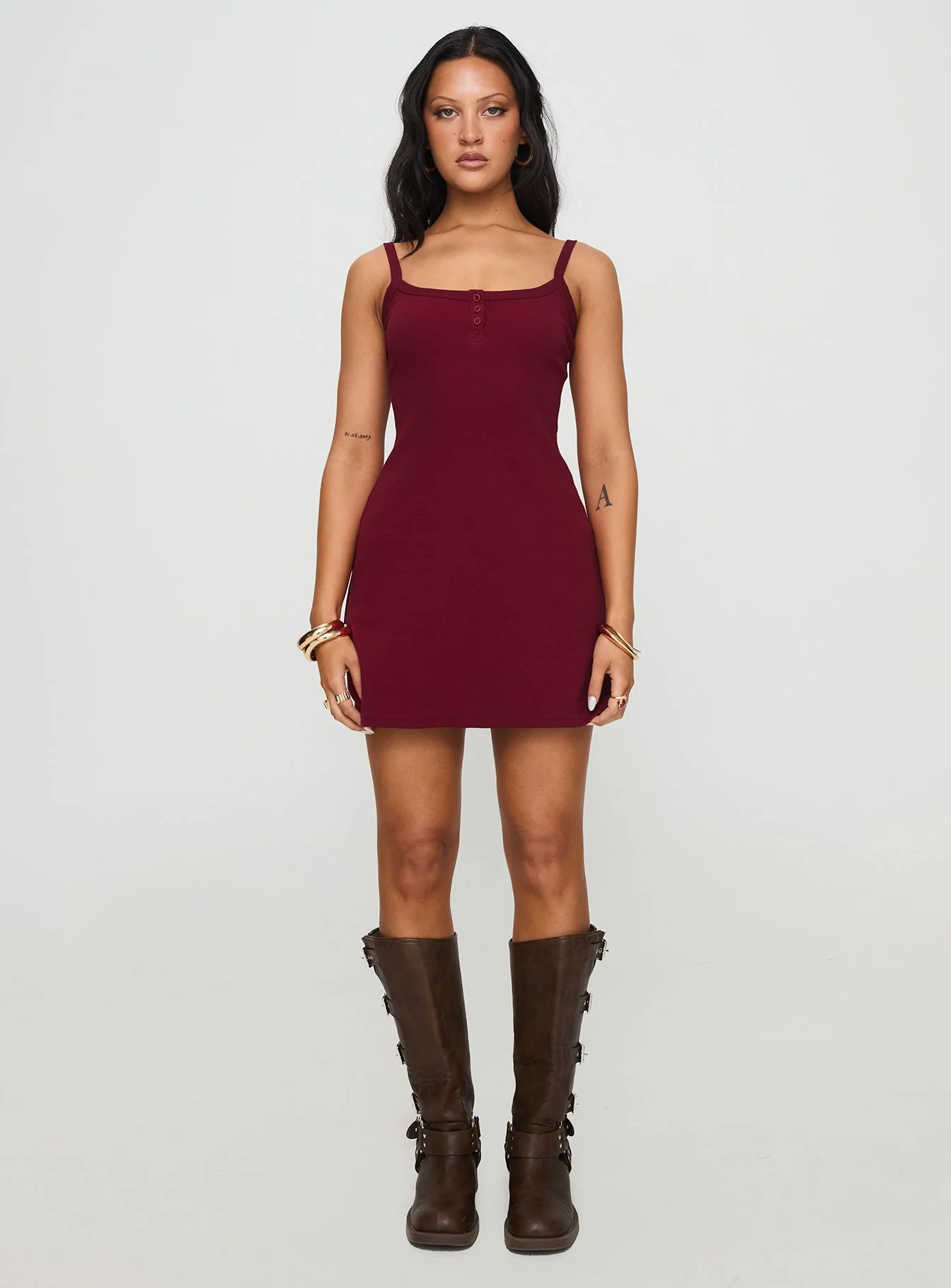 Baseline Rib Mini Dress Red - Image 7