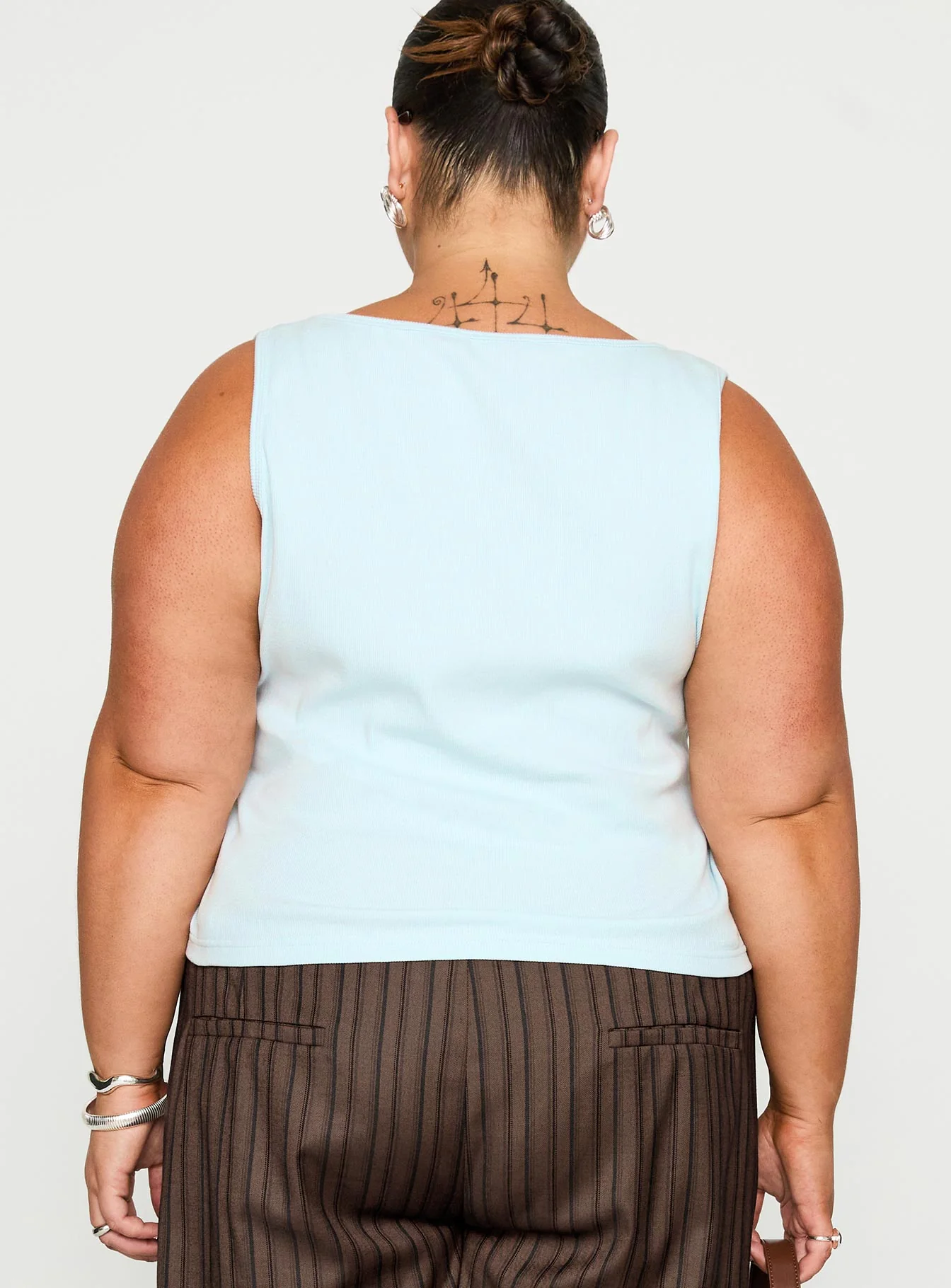 Baseline Square Neck Rib Tank Top Light Blue Curve - Image 5