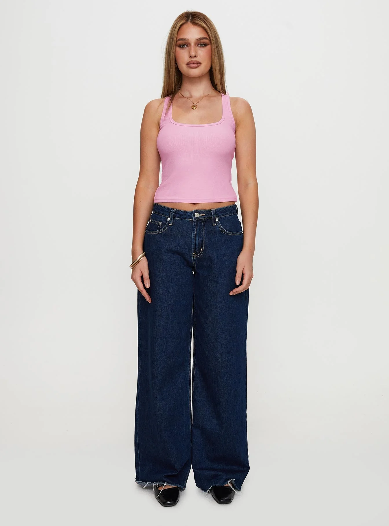 Baseline Square Neck Rib Tank Top Pale Pink - Image 7