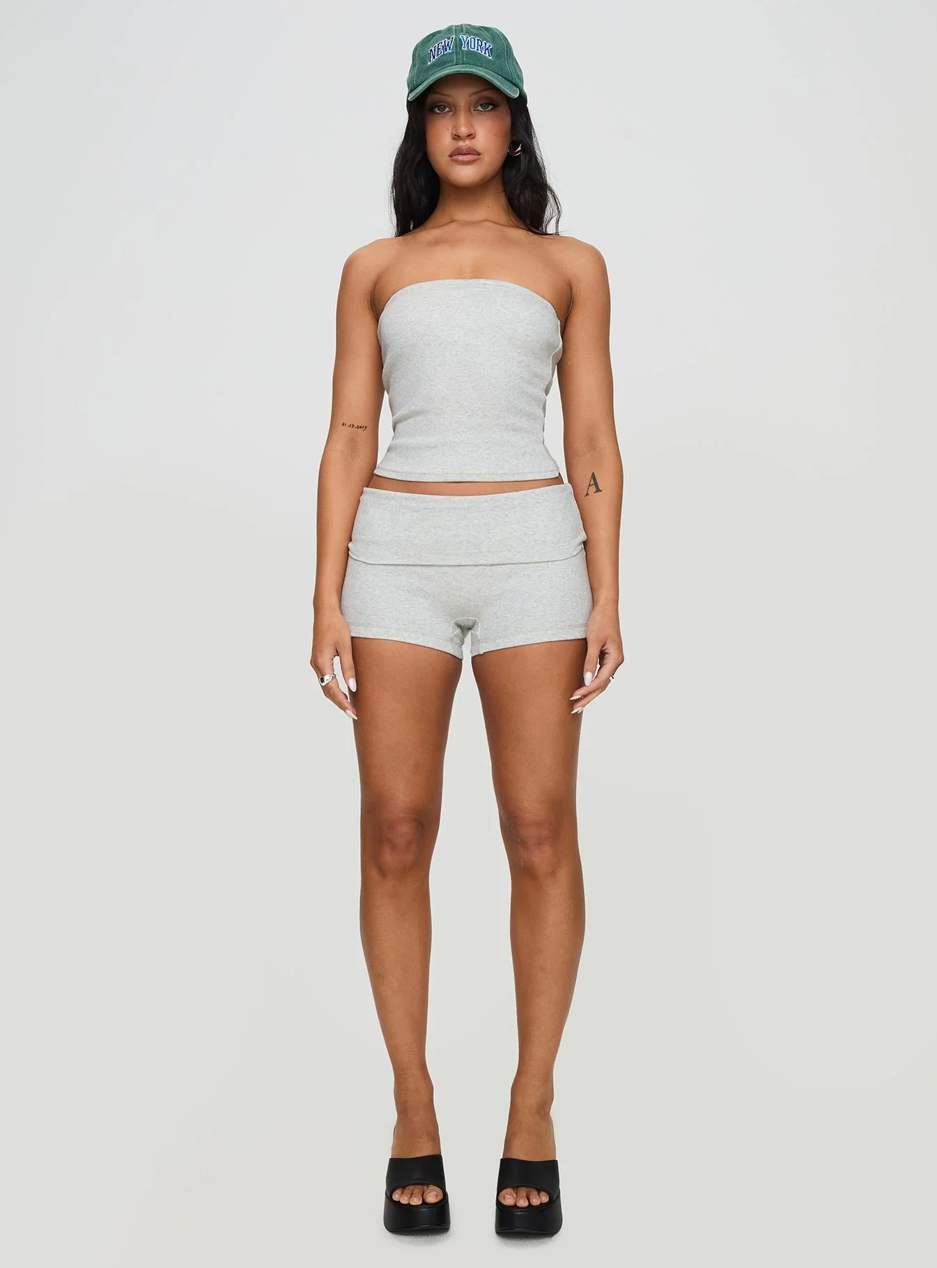Baseline Strapless Rib Top Grey - Image 7