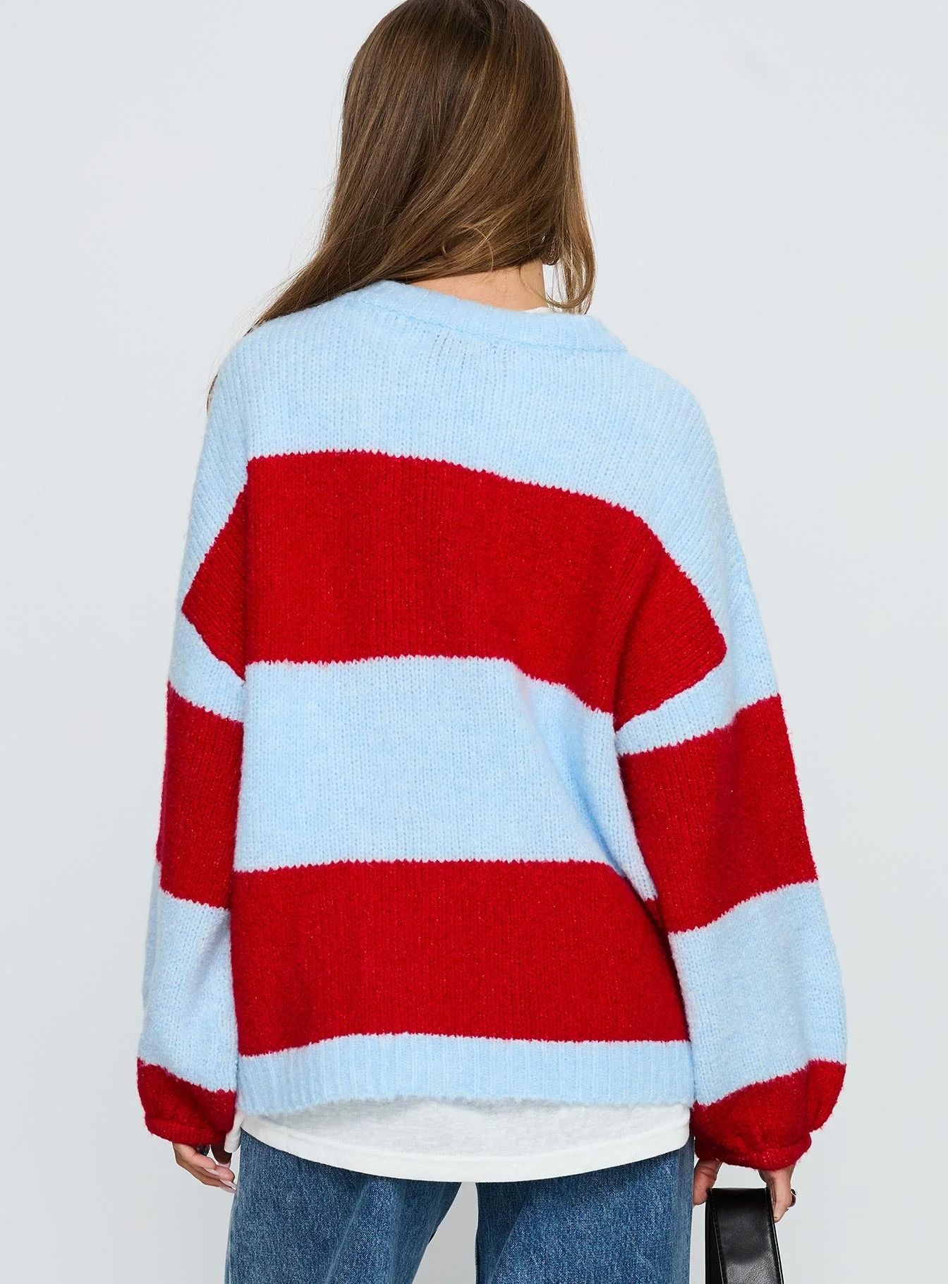 Bastien Crew Neck Knit Sweater Blue / Red - Image 5