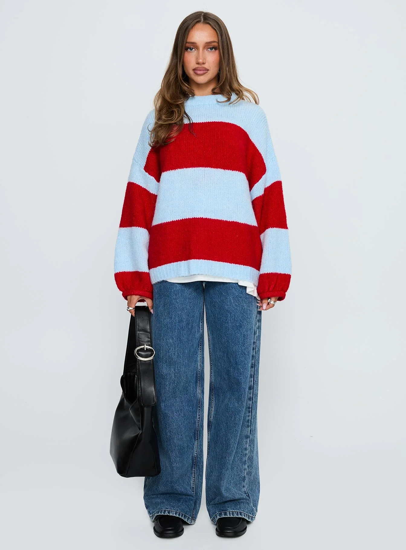 Bastien Crew Neck Knit Sweater Blue / Red - Image 7