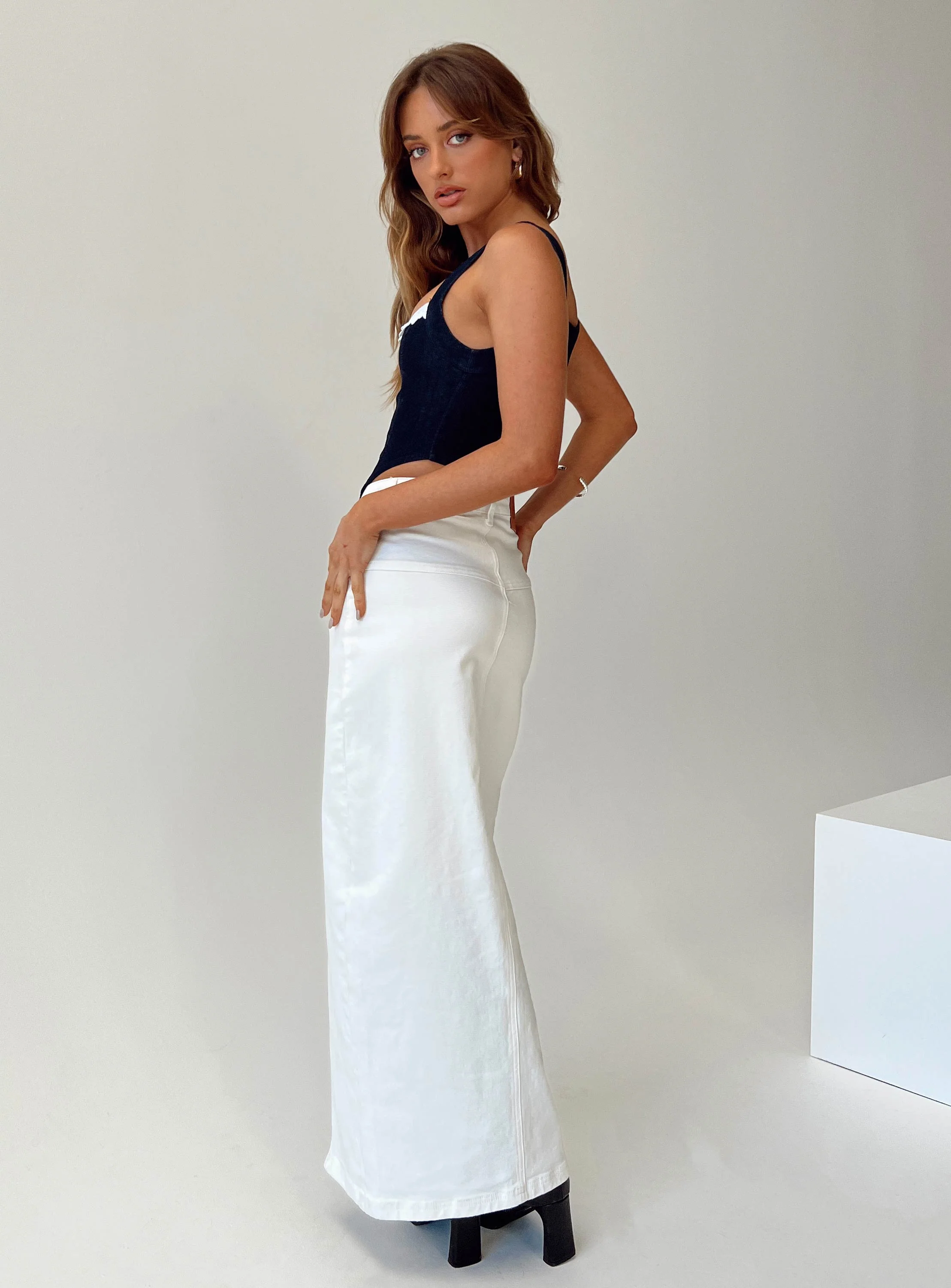 Batkins Maxi Skirt Cream Denim - Image 3
