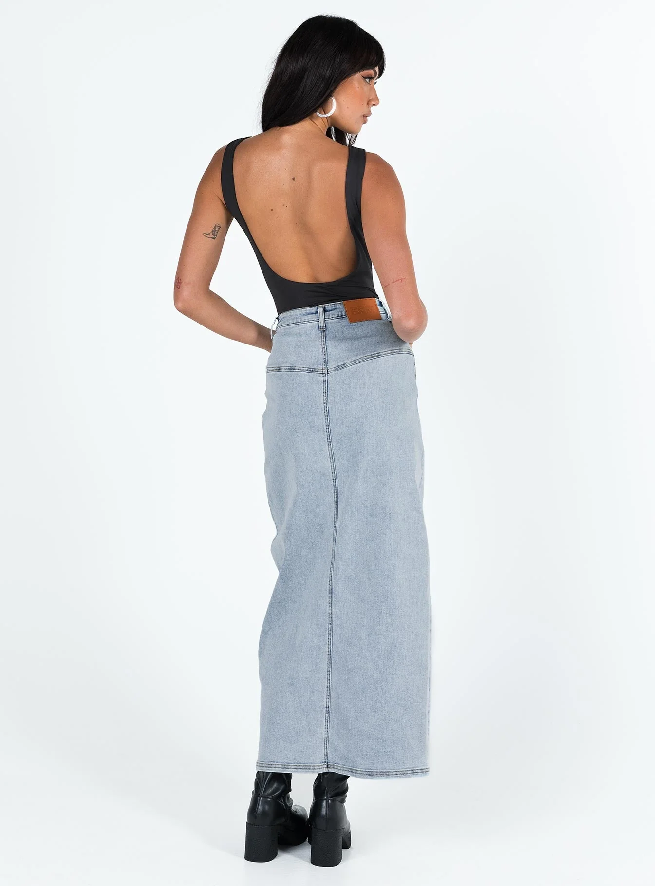 Batkins Maxi Skirt Light Wash Denim - Image 5