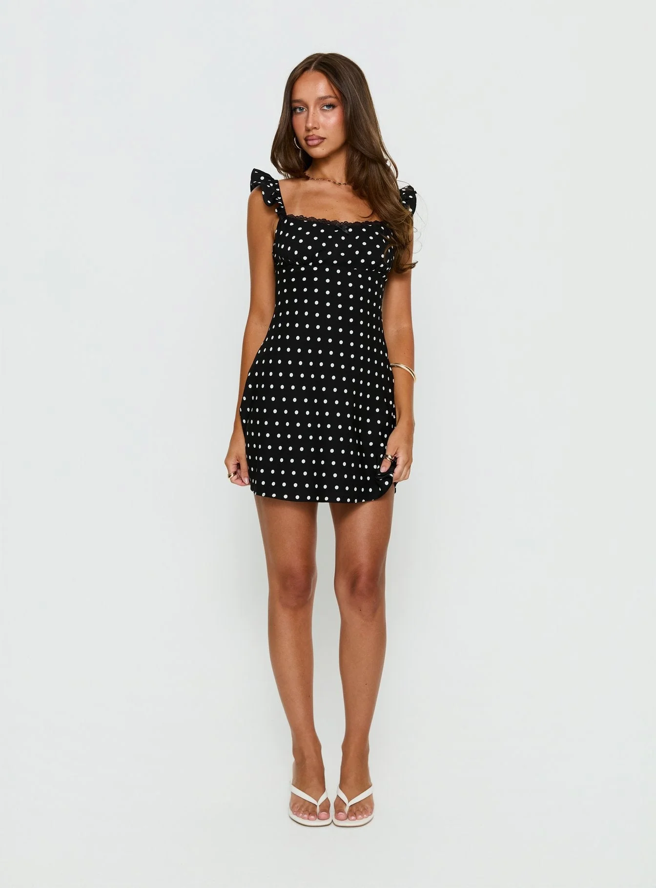 Beacall Mini Dress Black Polka Dot - Image 3