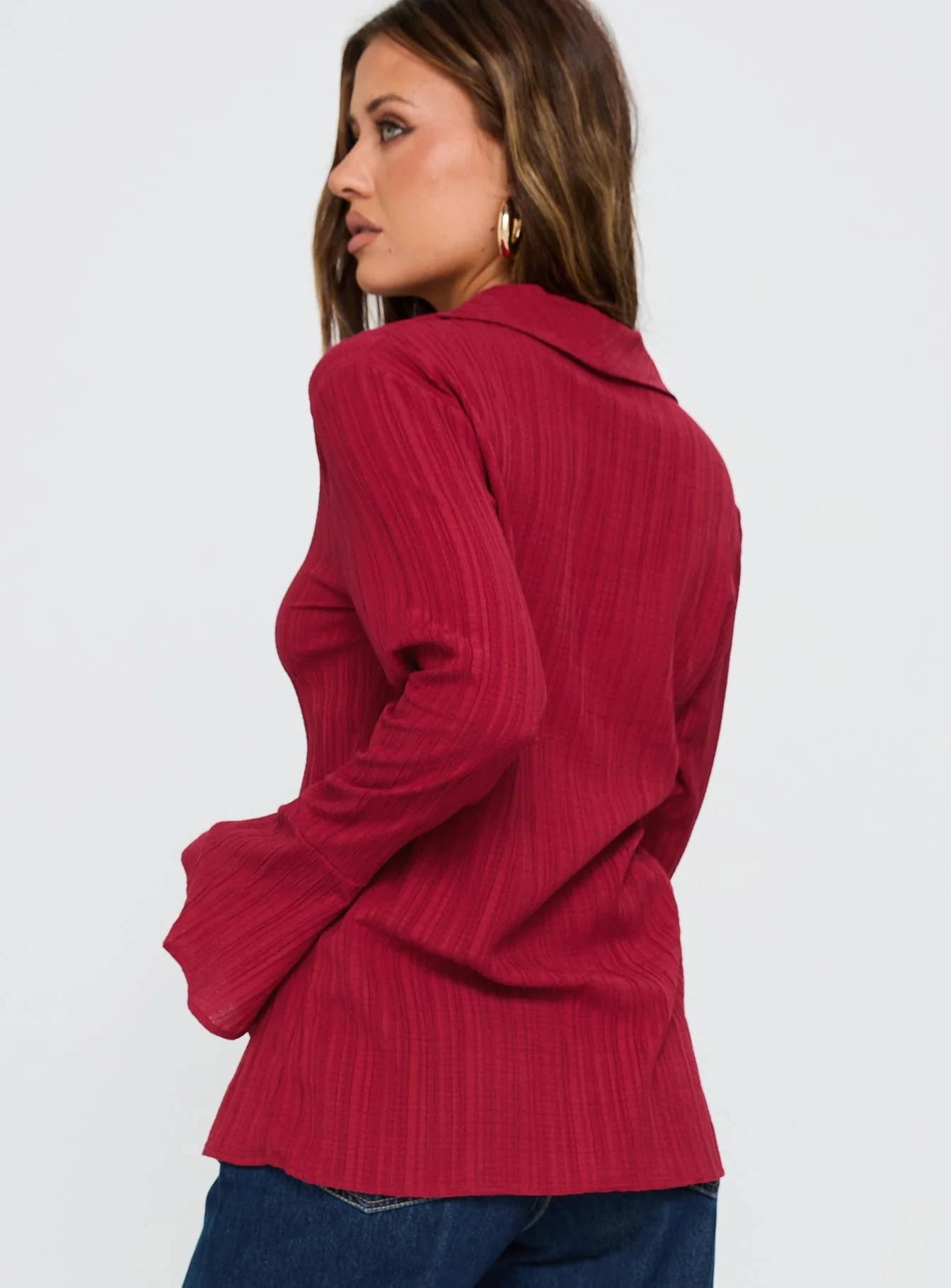 Beatris Long Sleeve Top Red - Image 4
