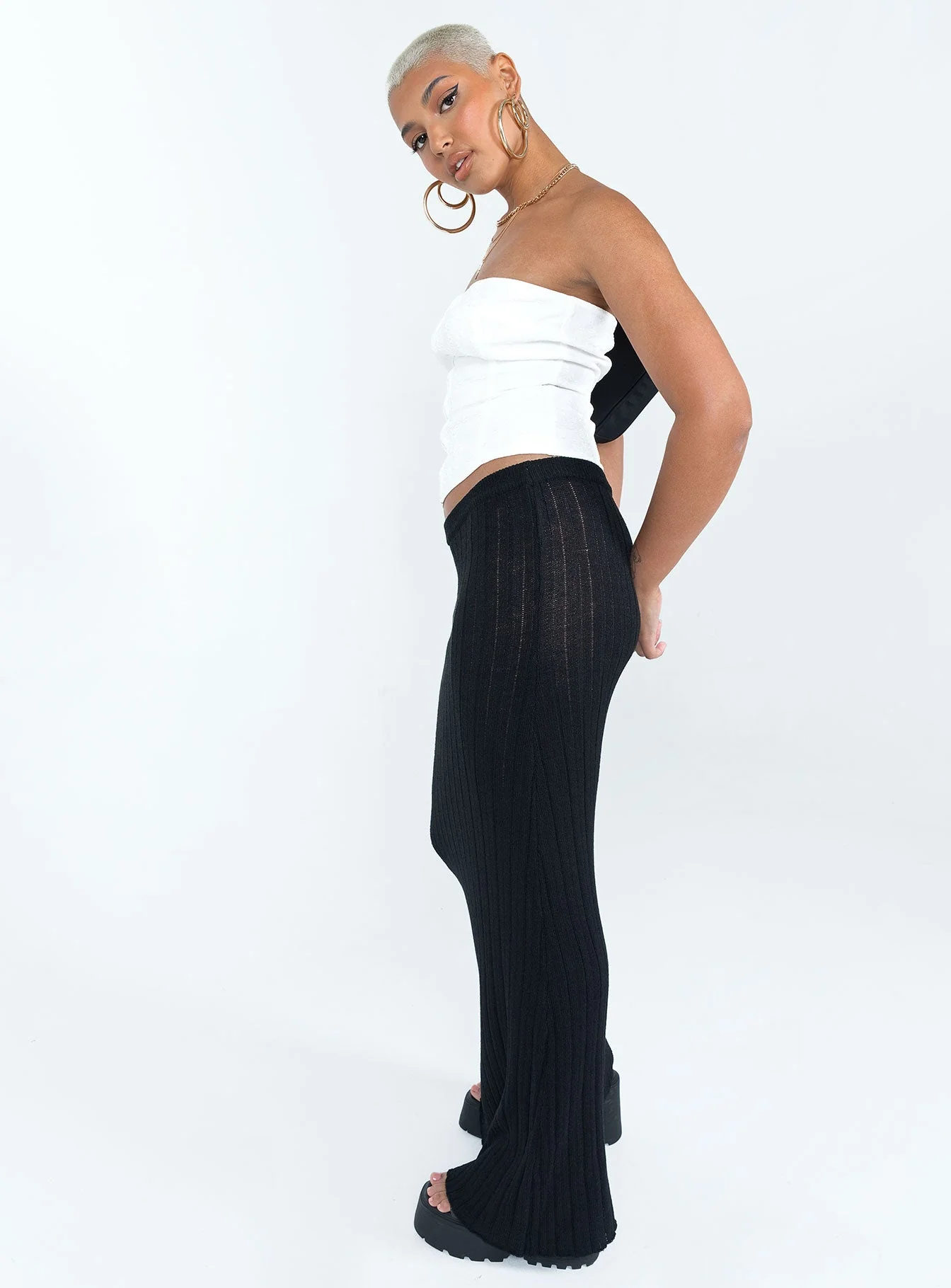 Belle Knit Maxi Skirt Black - Image 4