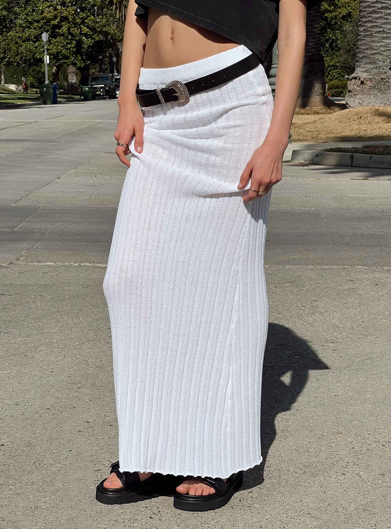 Belle Knit Maxi Skirt White - Image 8