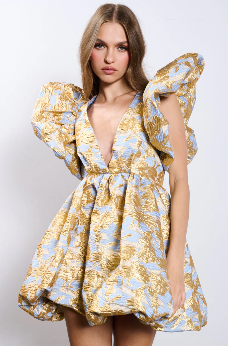 BELLE OF THE BALL BROCADE MINI DRESS - Image 2