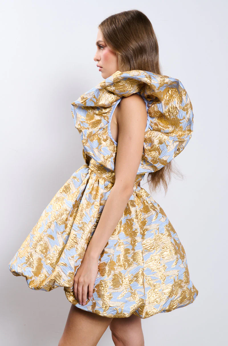 BELLE OF THE BALL BROCADE MINI DRESS - Image 3