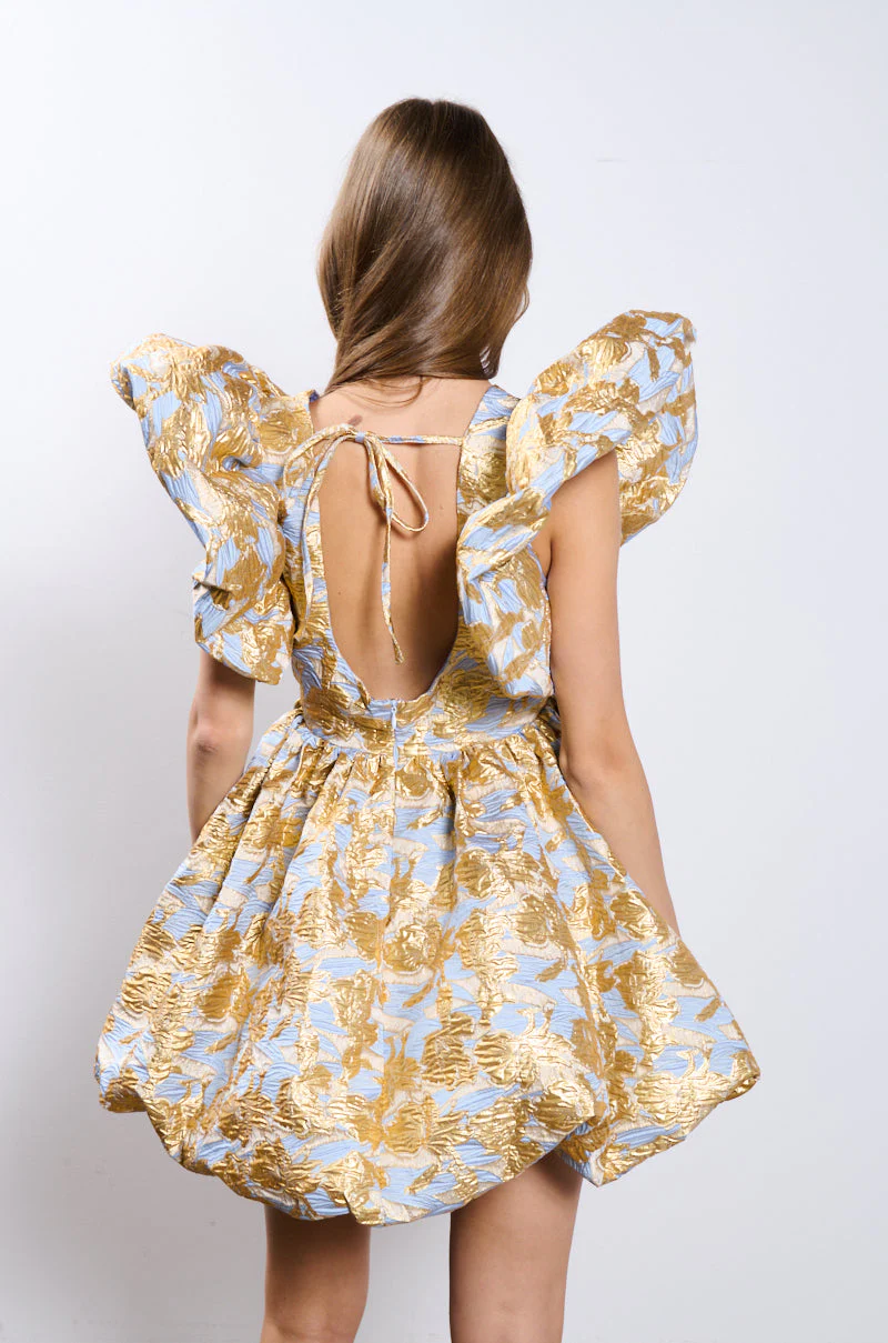 BELLE OF THE BALL BROCADE MINI DRESS - Image 4