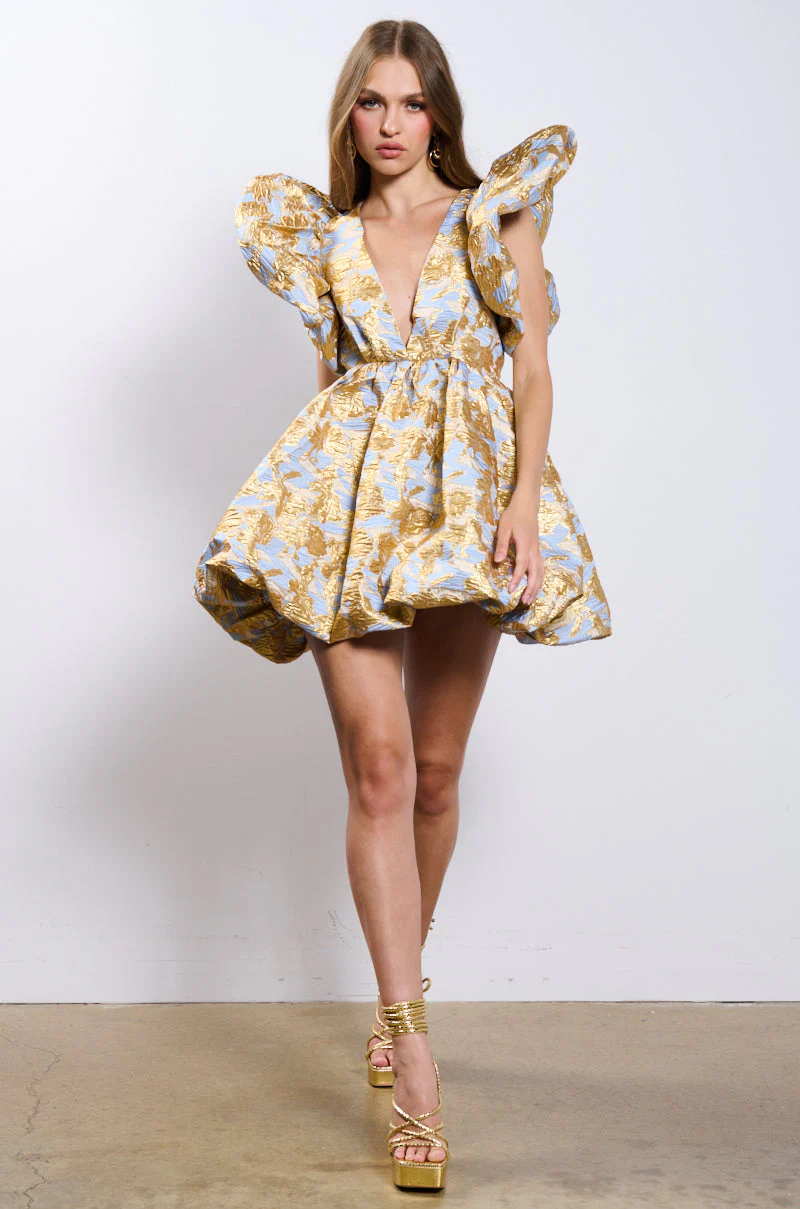BELLE OF THE BALL BROCADE MINI DRESS - Image 6