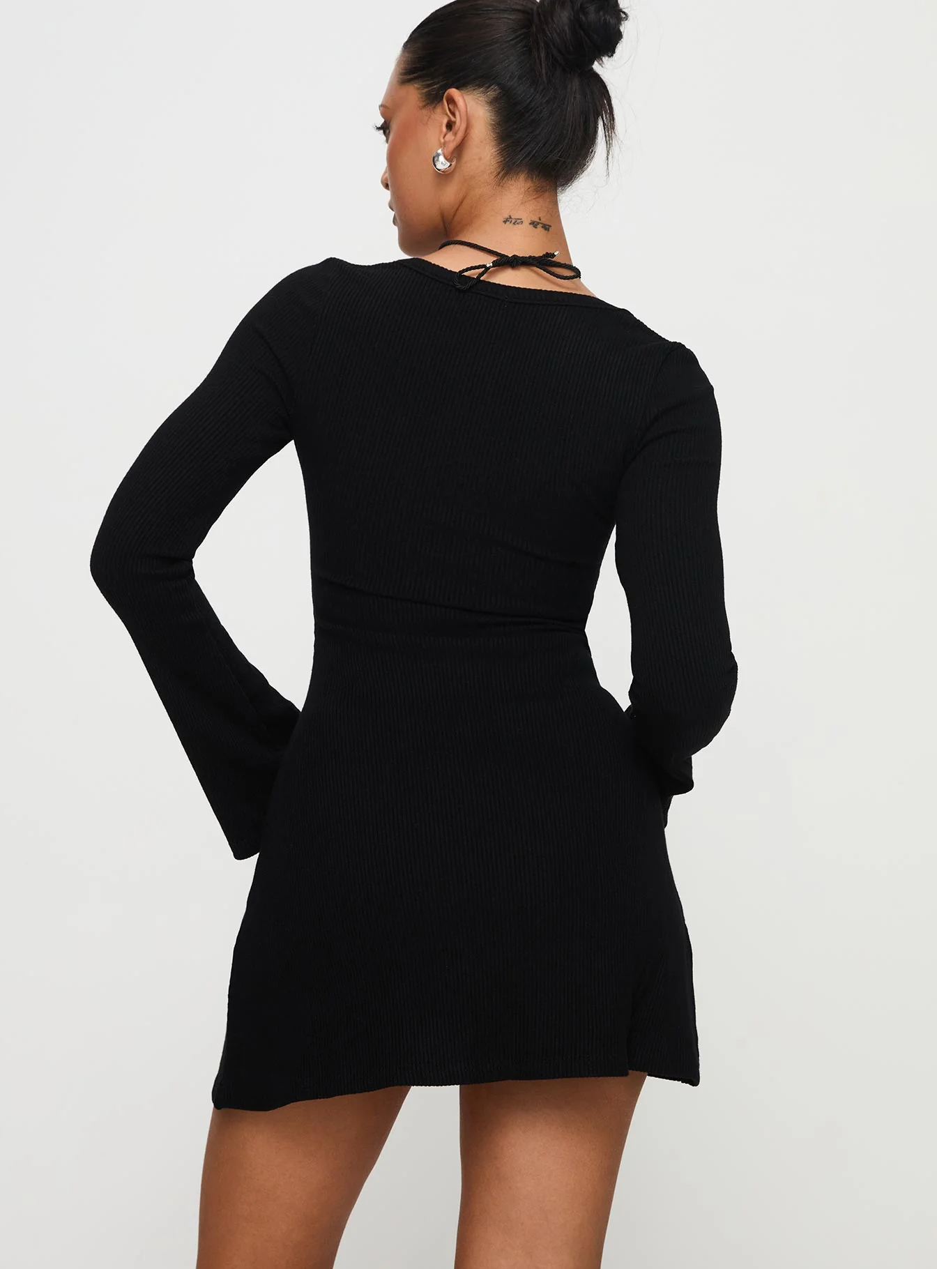 Best Interest Long Sleeve Mini Dress Black Tall - Image 4